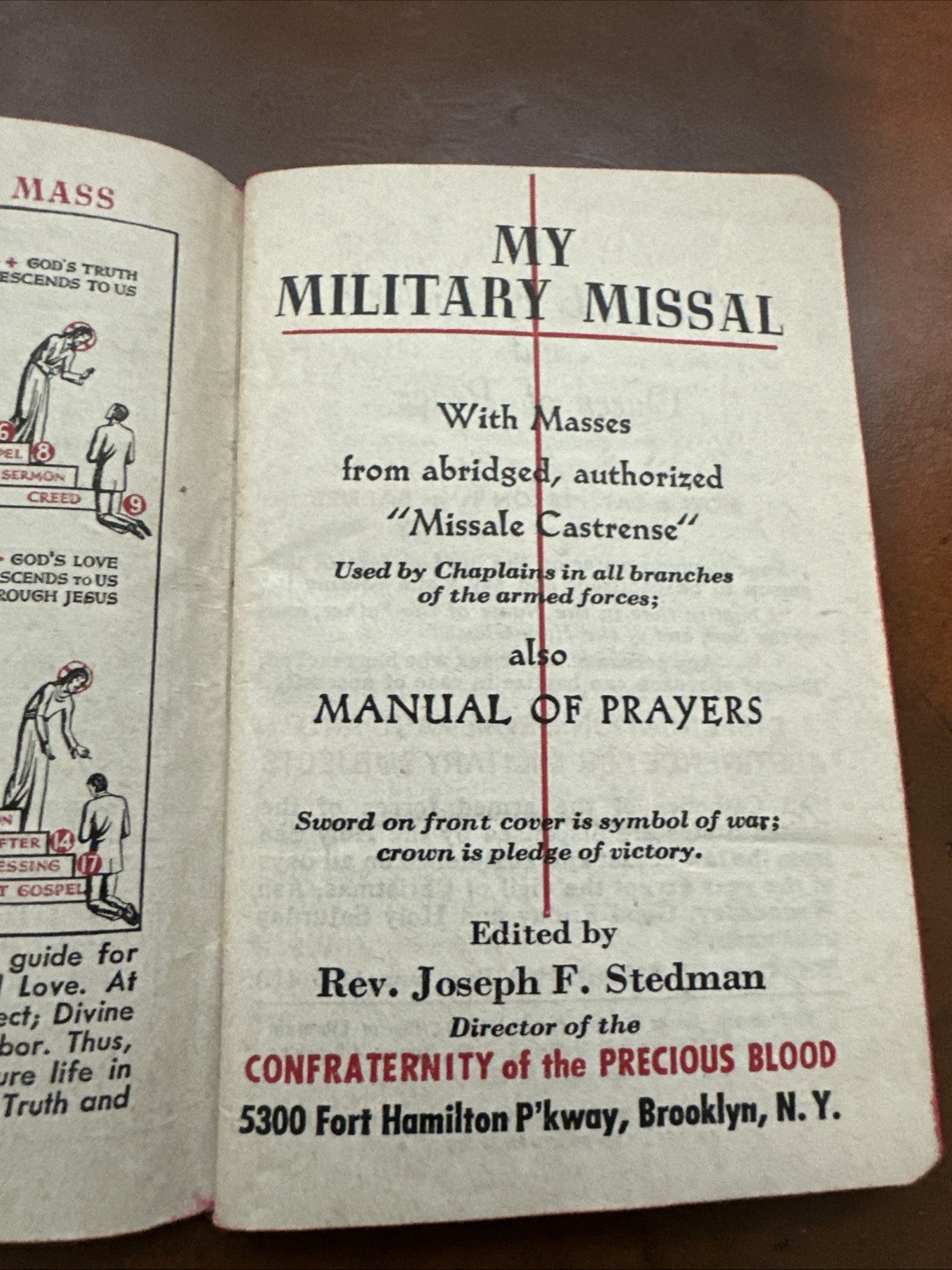 1942 My Military Missal WW2 Catholic Prayer Book Rosary On Back Cover