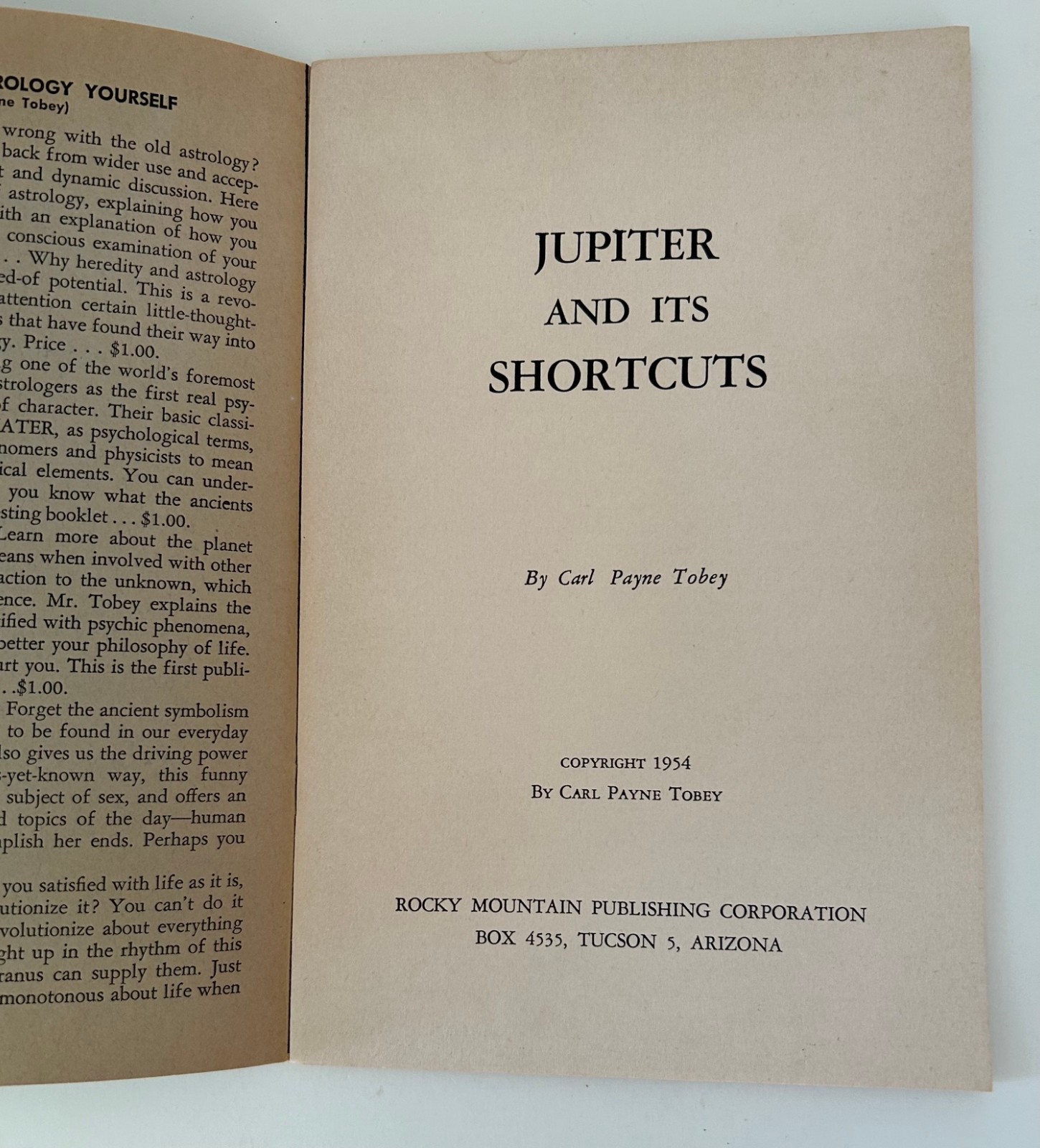 The New Astrology – Carl Payne Tobey – 5 Pamphlets – 1952