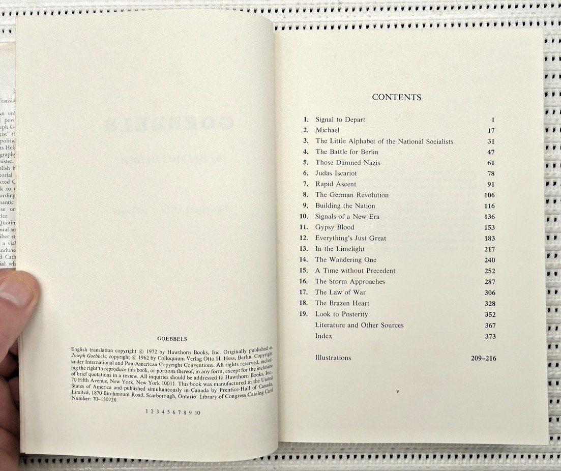 World War II Goebbels A Biography Hardcover Dust Jacket Illust. 1st Edition 387p