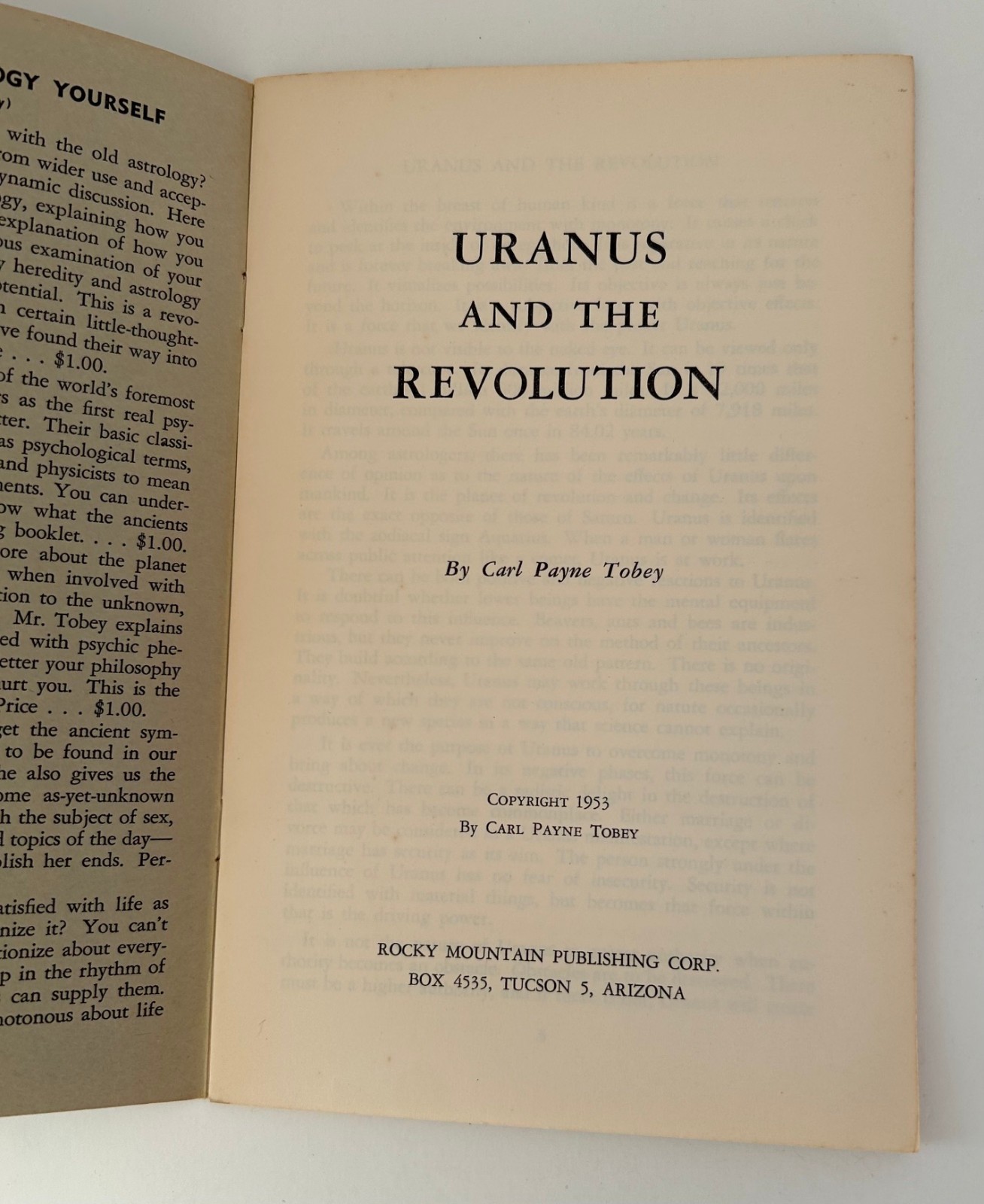 The New Astrology – Carl Payne Tobey – 5 Pamphlets – 1952