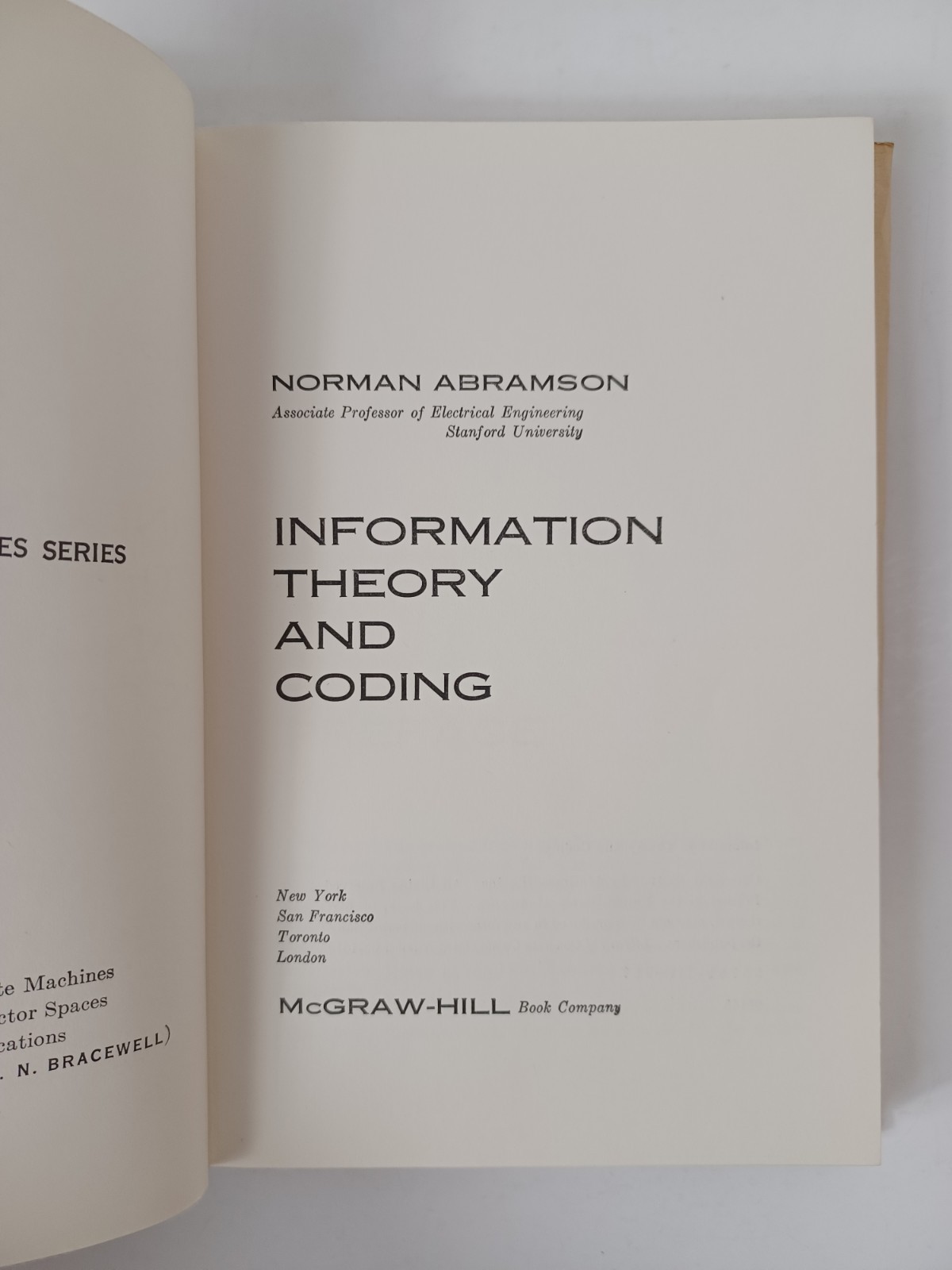 Information Theory and Coding (Norman Abramson – 1963) HC DJ McGraw Hill