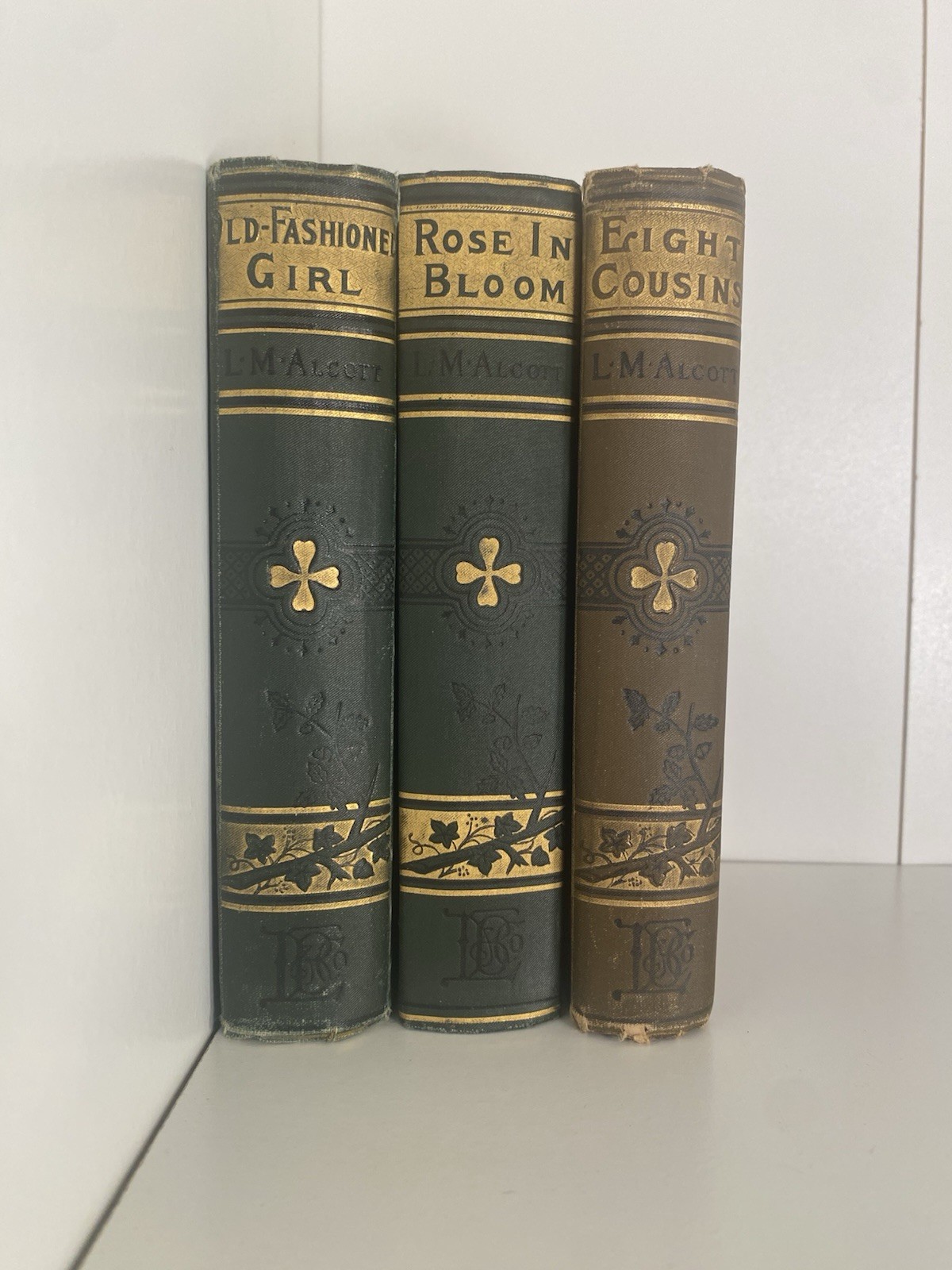 LM Alcott 3 ANTIQUE Books ca. 1900 Gilt Victorian Spines Rare Excel. Condition