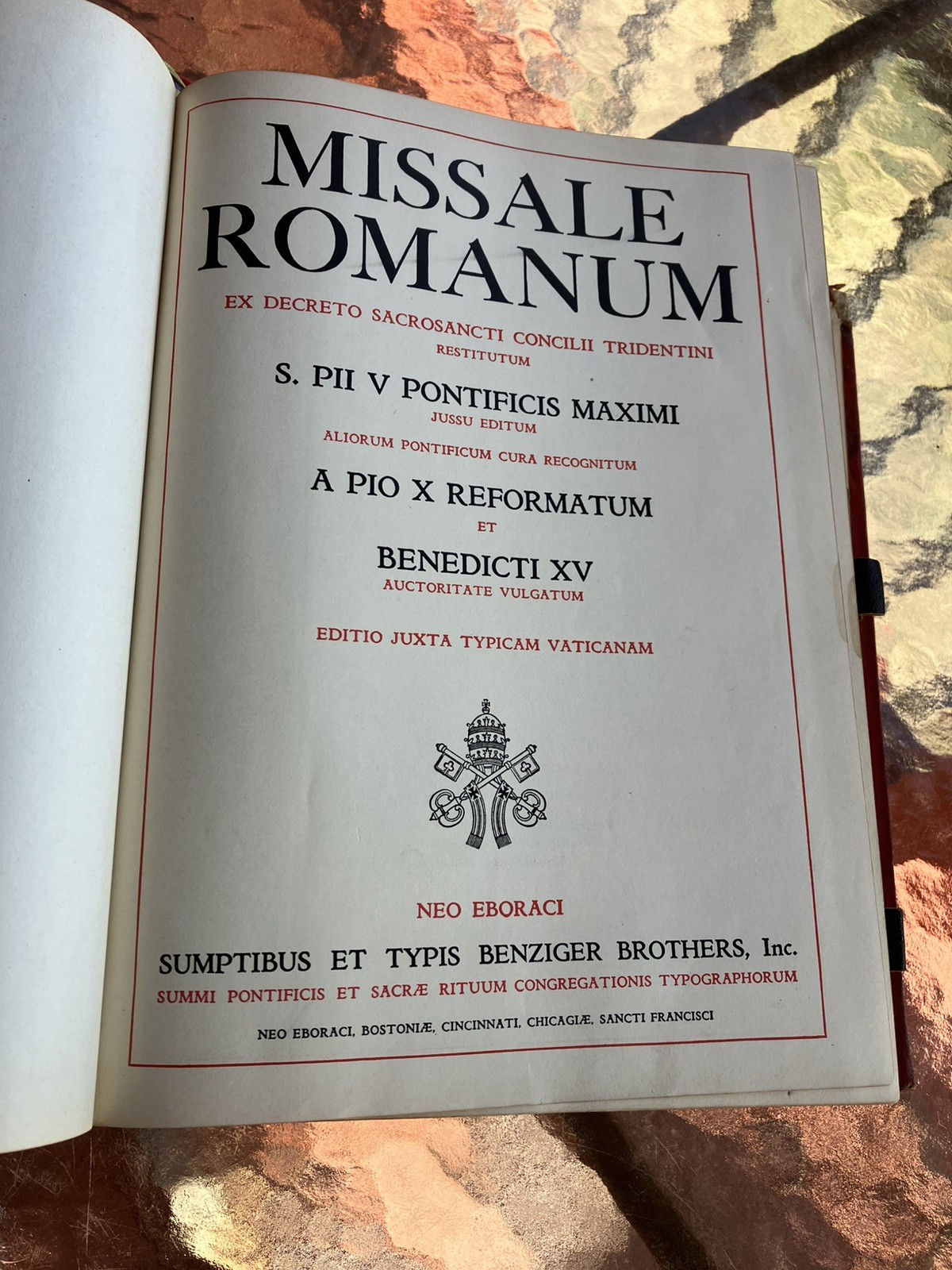 1943 Latin Romanum Missale by Benzinger Brothers Inc Vintage, USA, Large Book