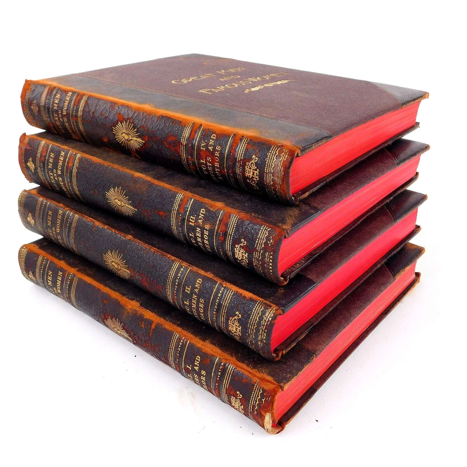 Great Men & Famous Women 1894 Set Vol. 1-4 Charles F. Horne, Selmar Hess, Red
