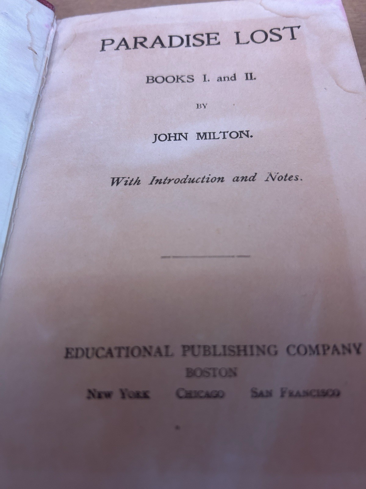 Vintage Paradise Lost John Milton School Textbook c1900s Educational HC
