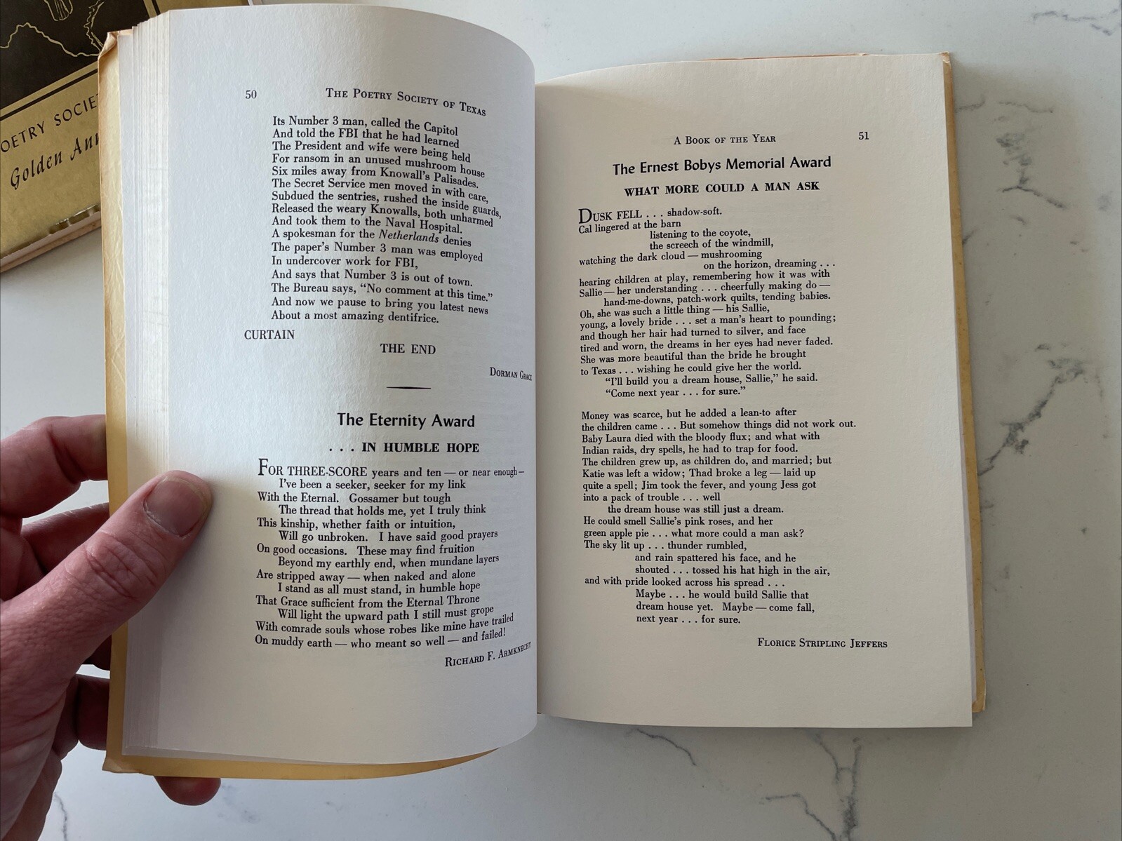 LOT of 2 – The Poetry Society of Texas A Book of the Year 1971/1972 (PB, Golden)