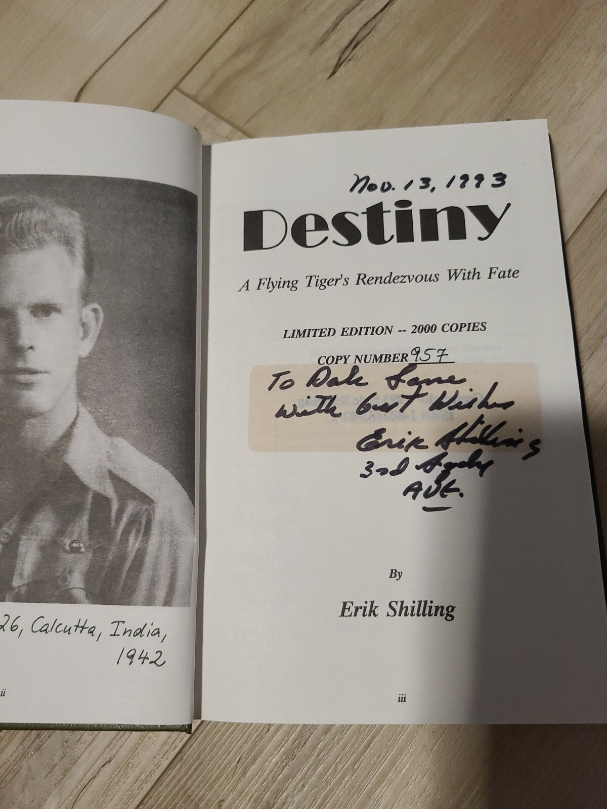 DESTINY by Erik Shilling/1st Ed/HCDJ/Military & War/WWII 1939-45/Signed