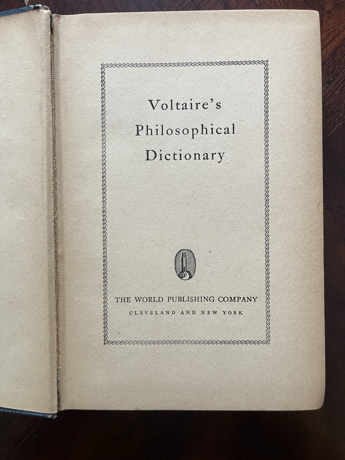 1948 Voltaire’s Philosophical Dictionary Hardcover World Publishing Co Cleveland