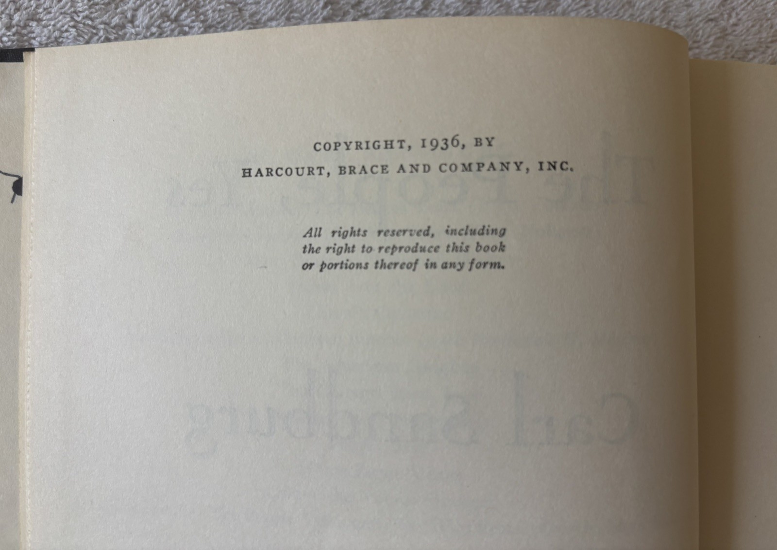 Vintage HC Poetry book by CARL SANDBURG, The People, Yes, 1936