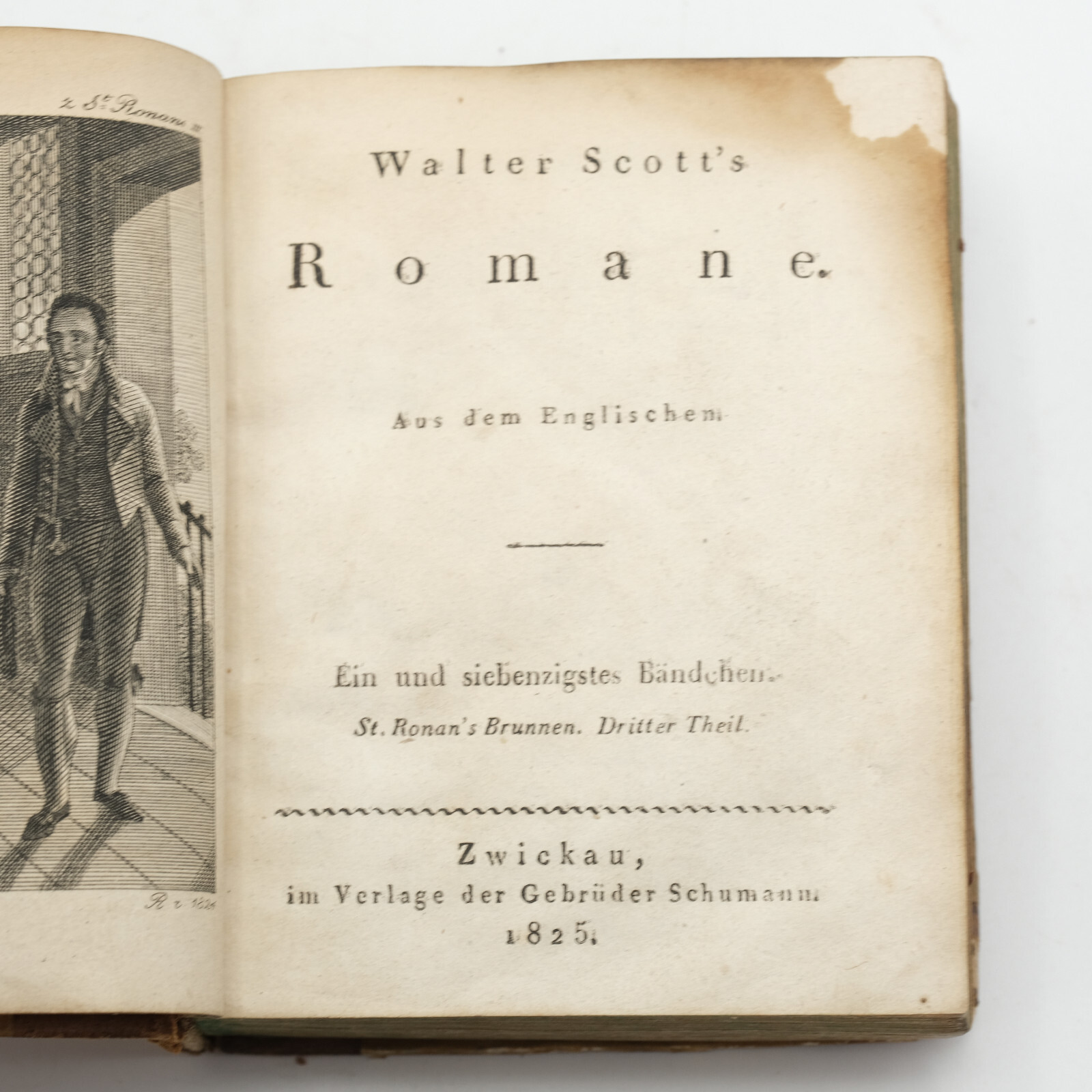 1825 Walter Scott’s “Romane” No. 119 German Translation Half Leather Cover Fair