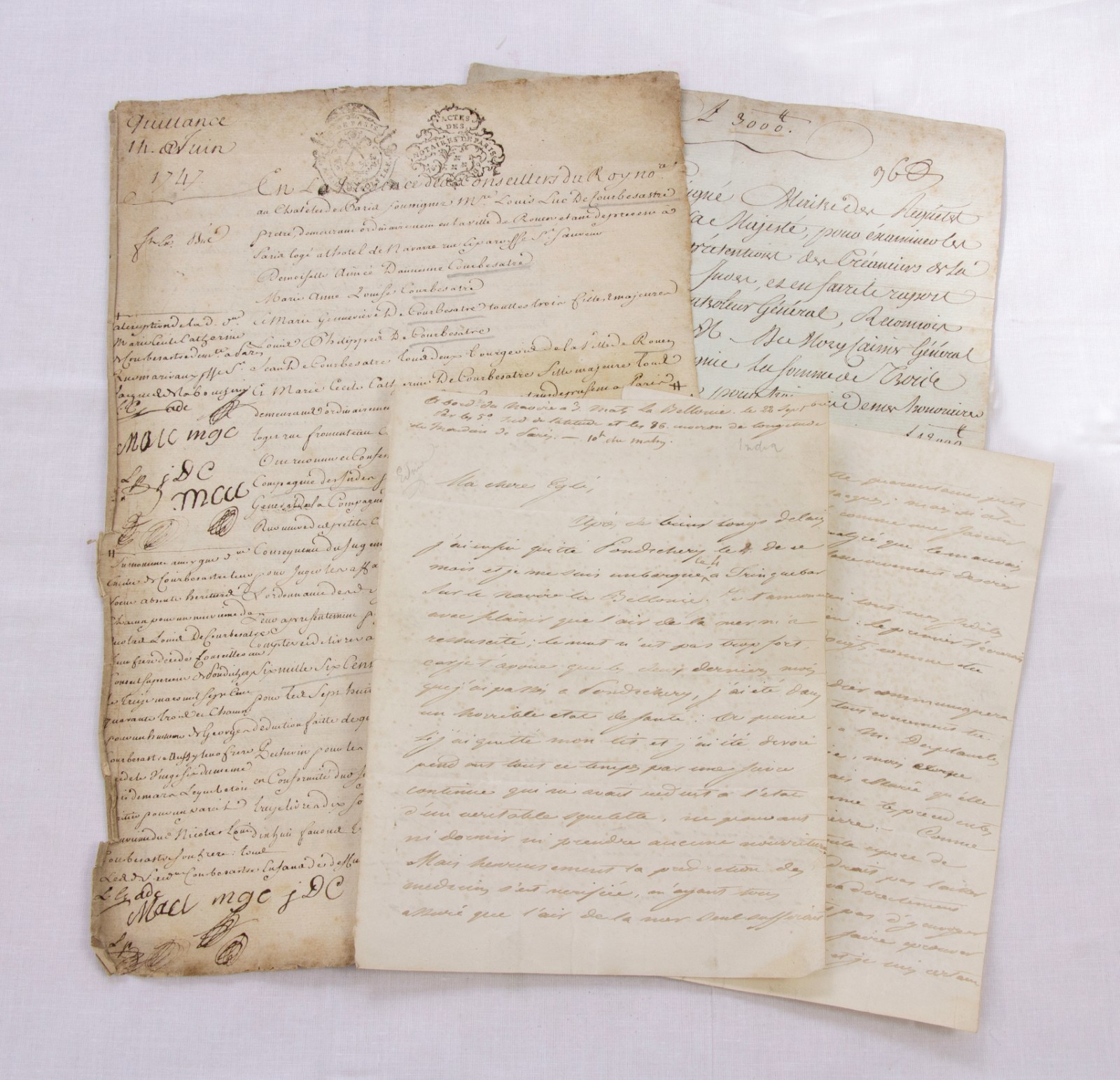 FRENCH East India Company – manuscript archive from 1747-1800 – Compagnie Indes