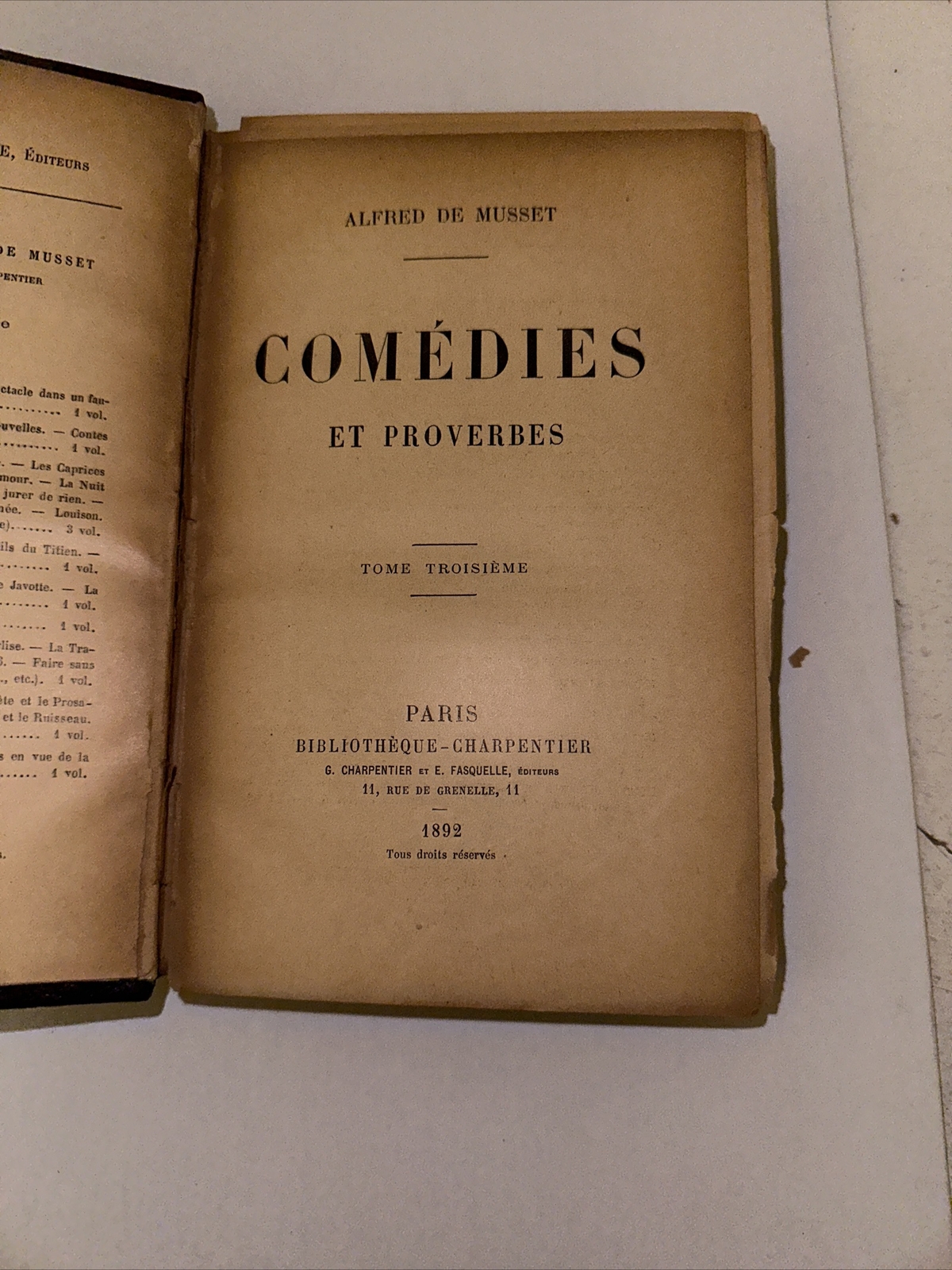 3 Book Set 1891 Original Nice Shape 1888 Paris Comedies Et Proverbes