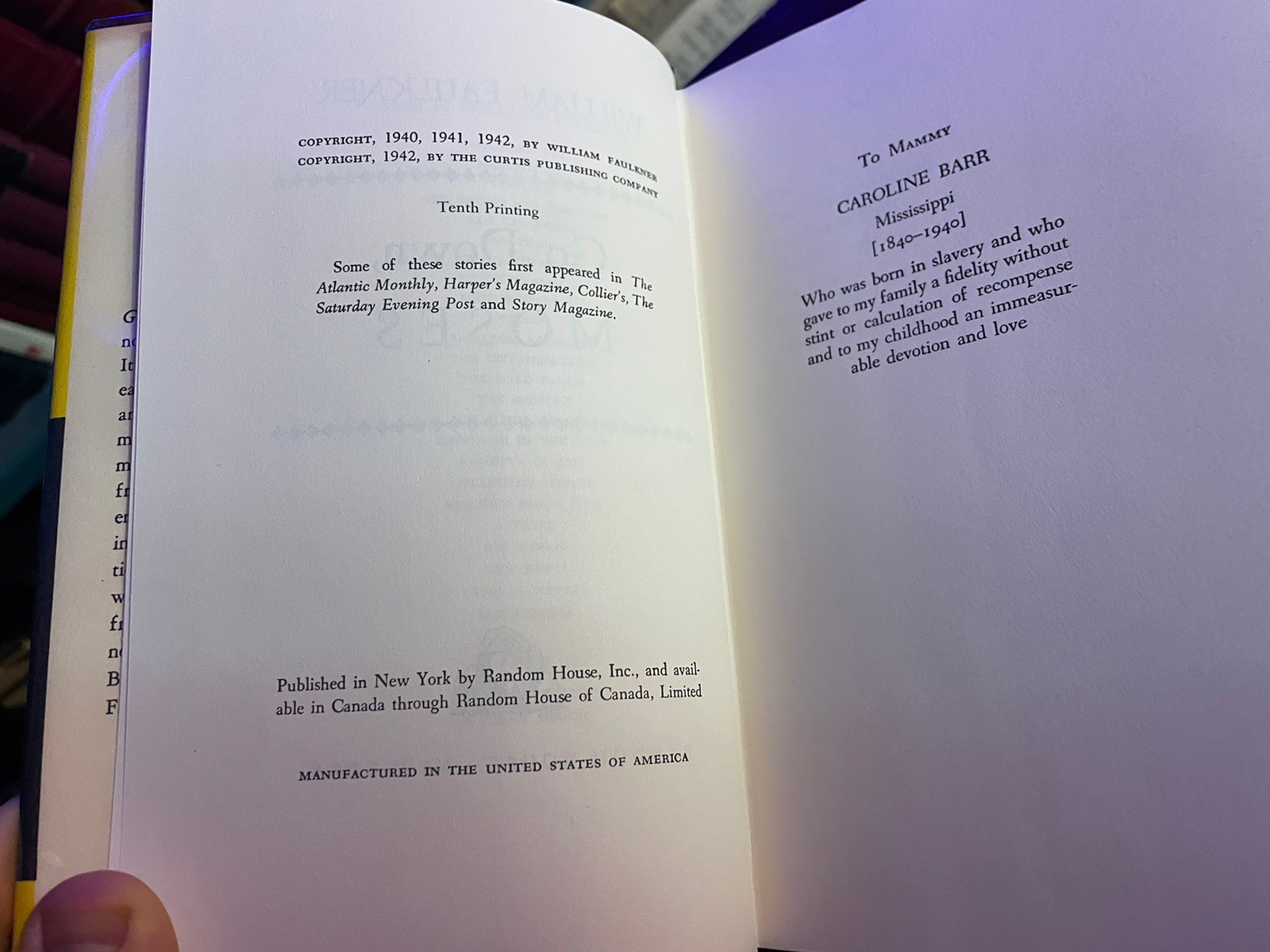 Go Down, Moses By William Faulkner 1942 Edition