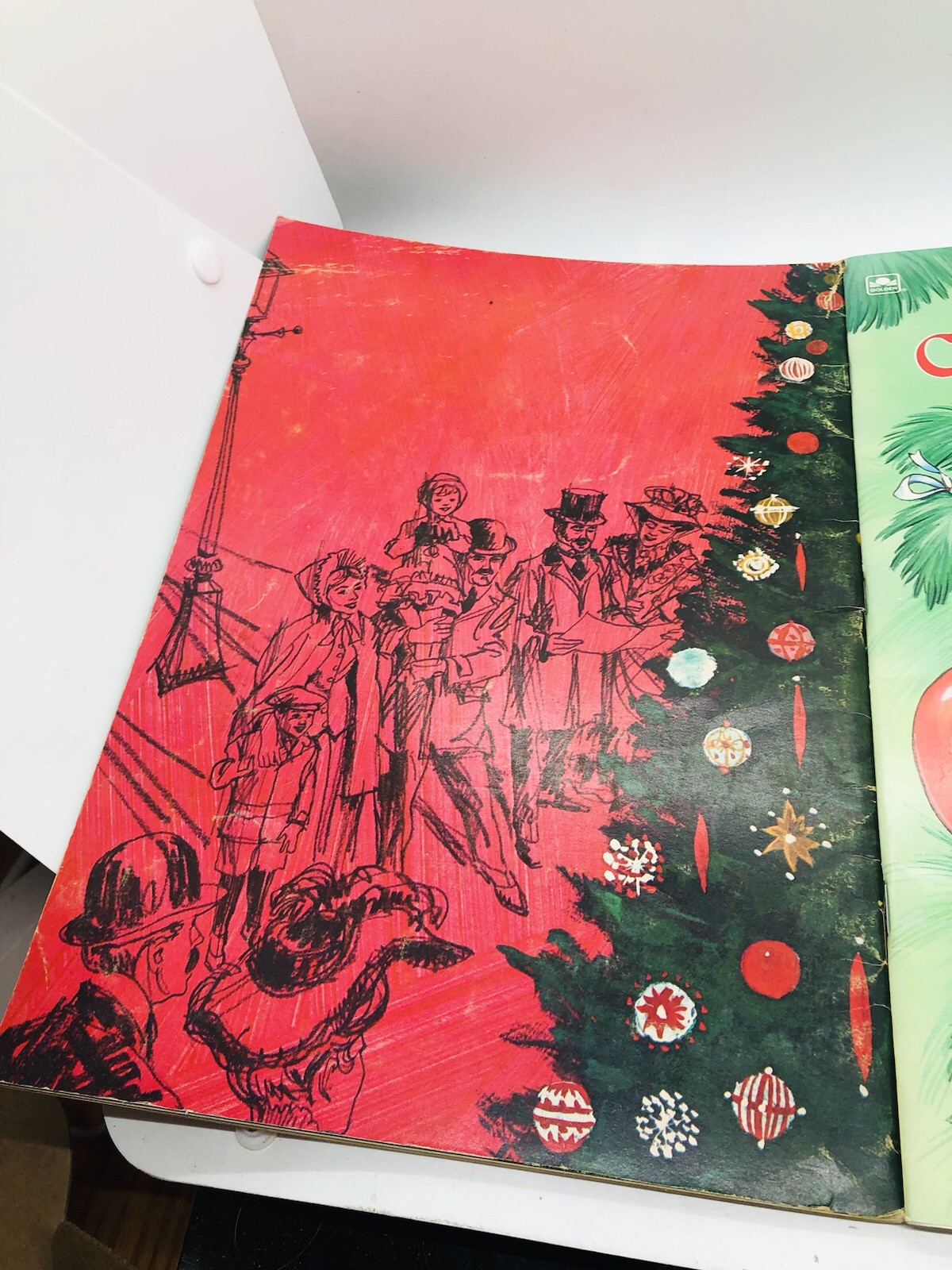 Christmas Carols books vintage lot of two Whitman Golden AS IS see photos