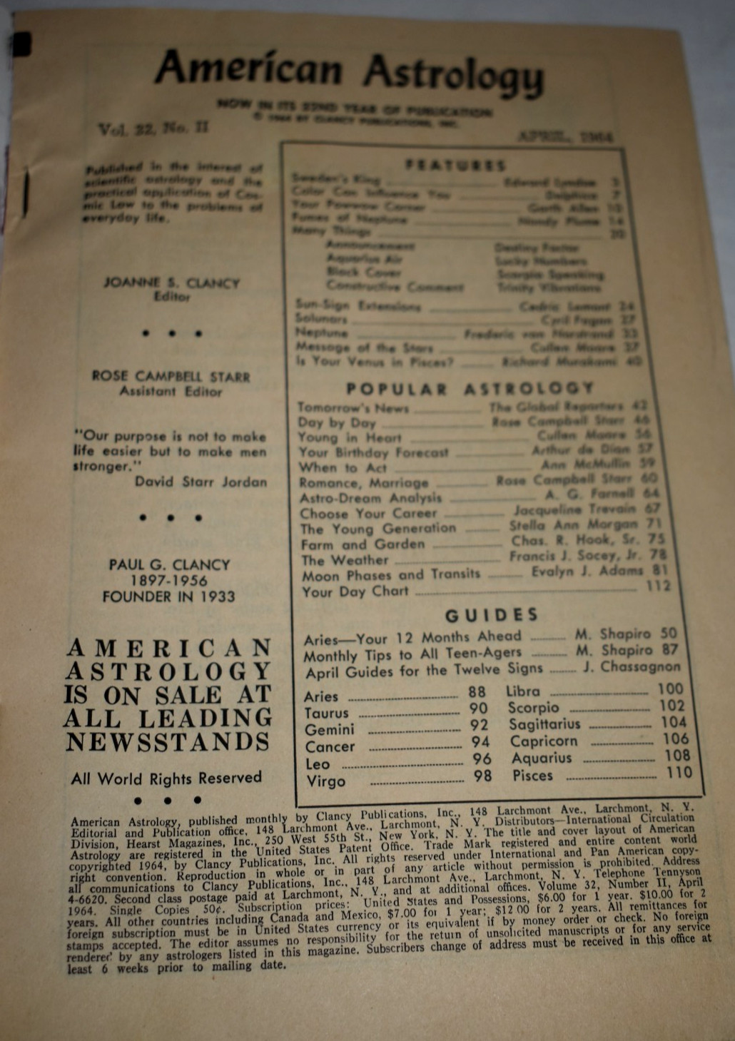 American Astrology – Your Daily Guide – April 1964