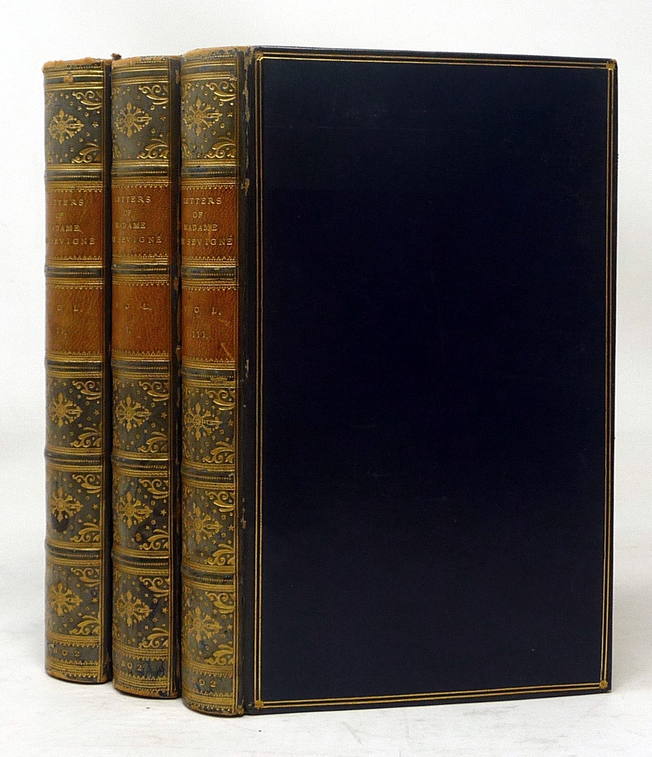 1802 Set 3 Leather Letters of Madame de Sevigne France Handsome Bindings