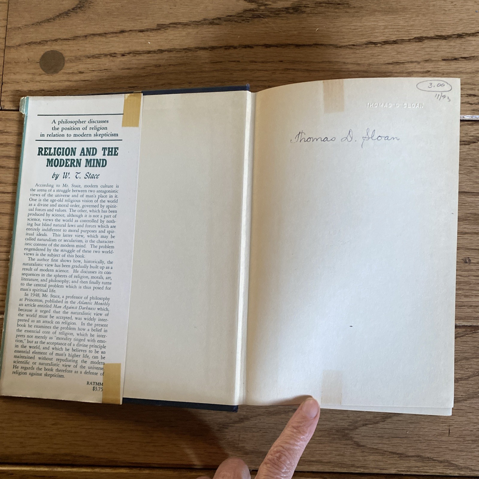 “Religion and the Modern Mind” W.T. Stace (1952) 1st Edition HCDJ