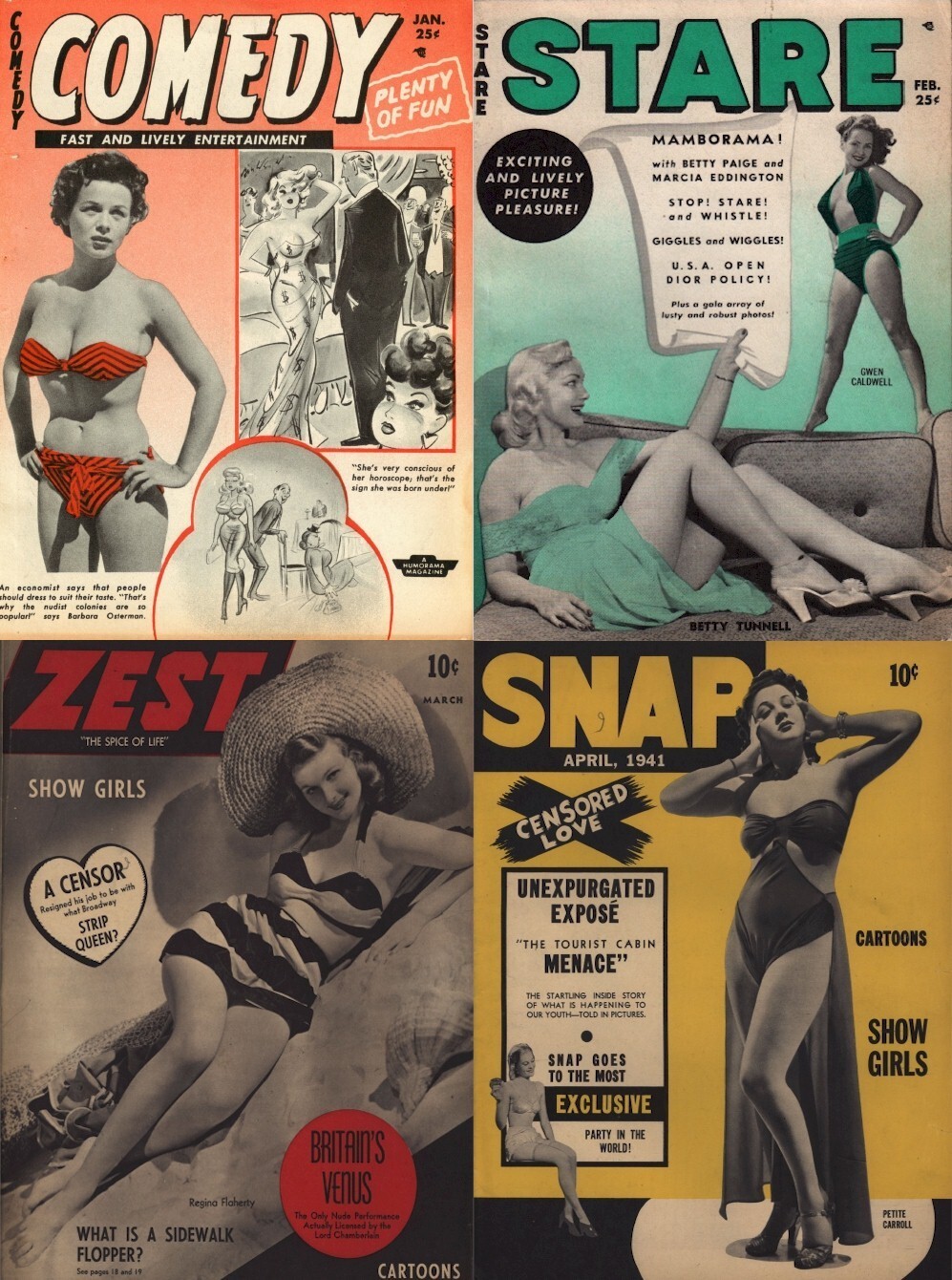 Comedy Stare Snap & Zest- Sexy Risqué Racy Fun Magazines – 4 Old Issues on DVD