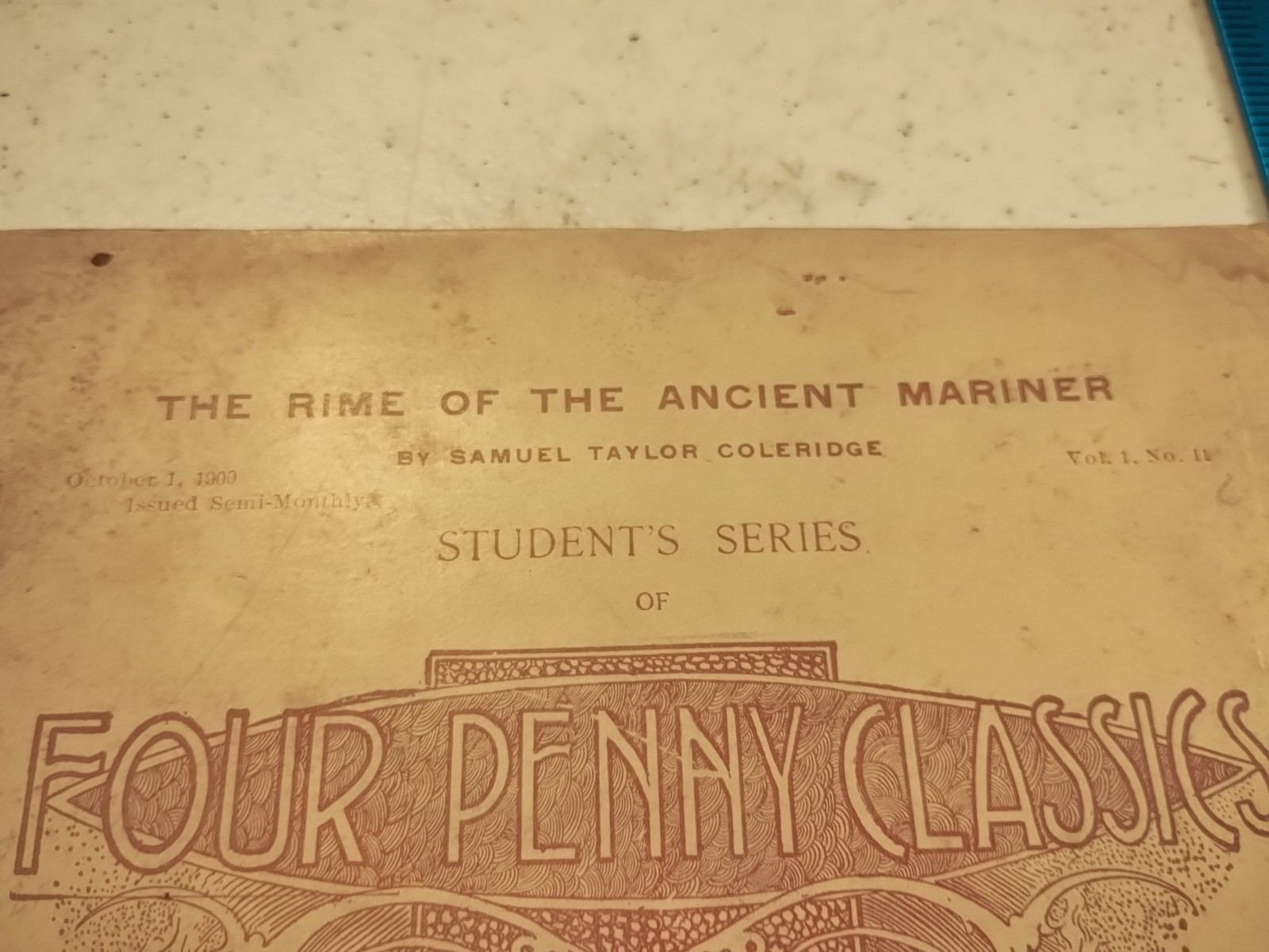Vtg Four Penny Classics Booklet, Rime Of The Ancient Mariner (1900)