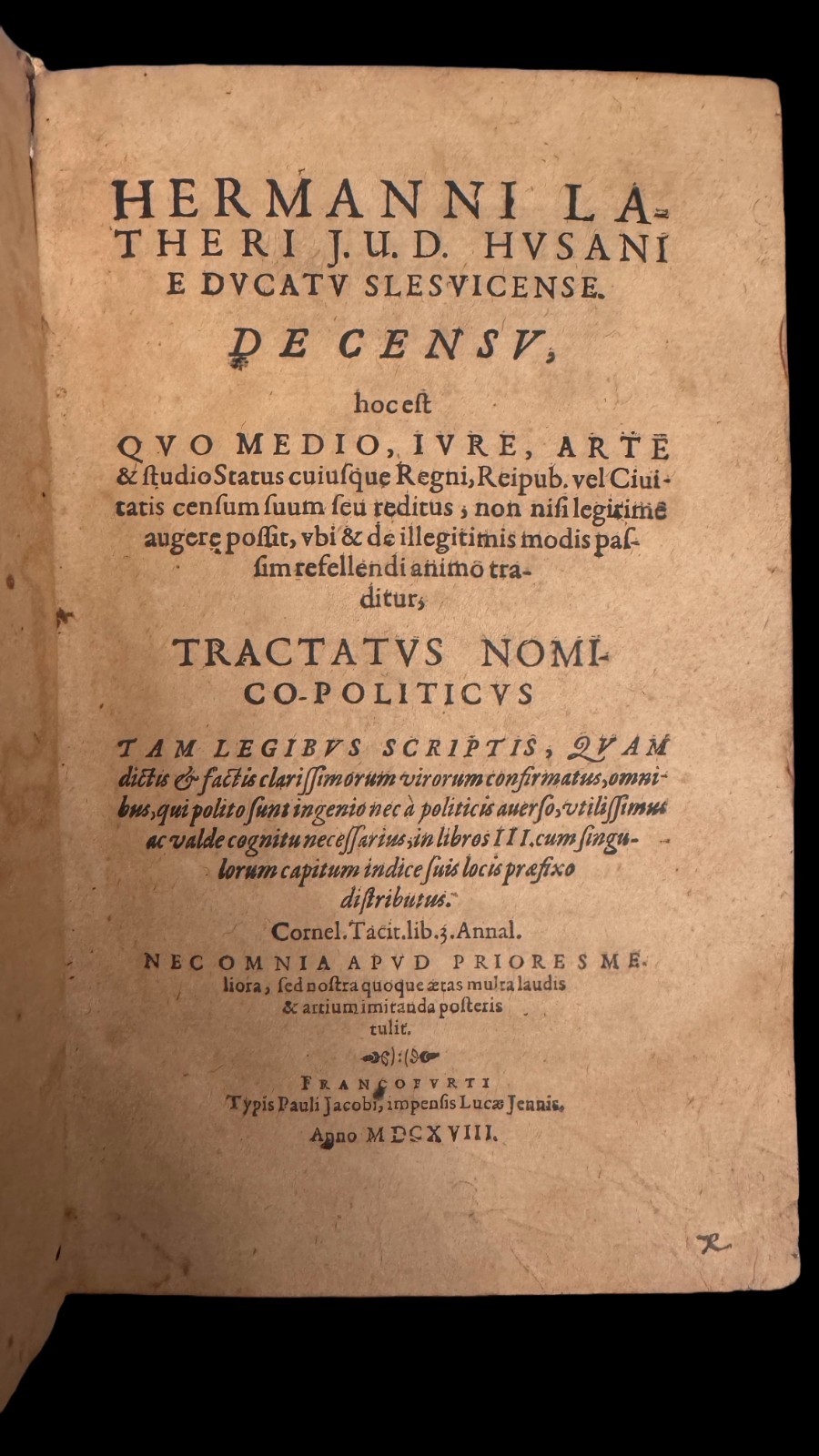 1616 RARE LATIN BOOK ON TAXATION & GOVERNMENT – Vellum, Banned by Vatican