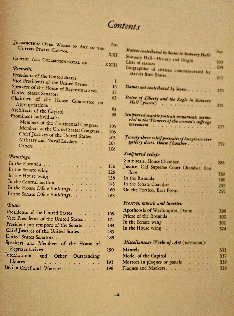 COMPILATION WORKS OF ART OTHER OBJECTS UNITED STATES CAPITOL 1965 HOUSE DOC 362.