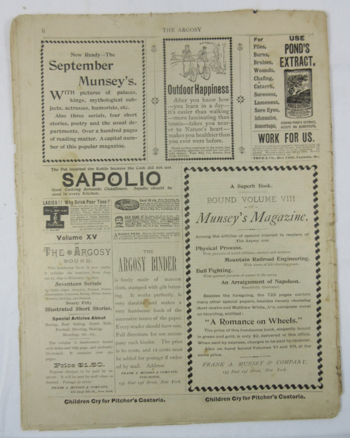 Lot of 8 “The Argosy Weekly” 1892-1893 No 474, 478, 483, 484, 559, 560, 564, 572