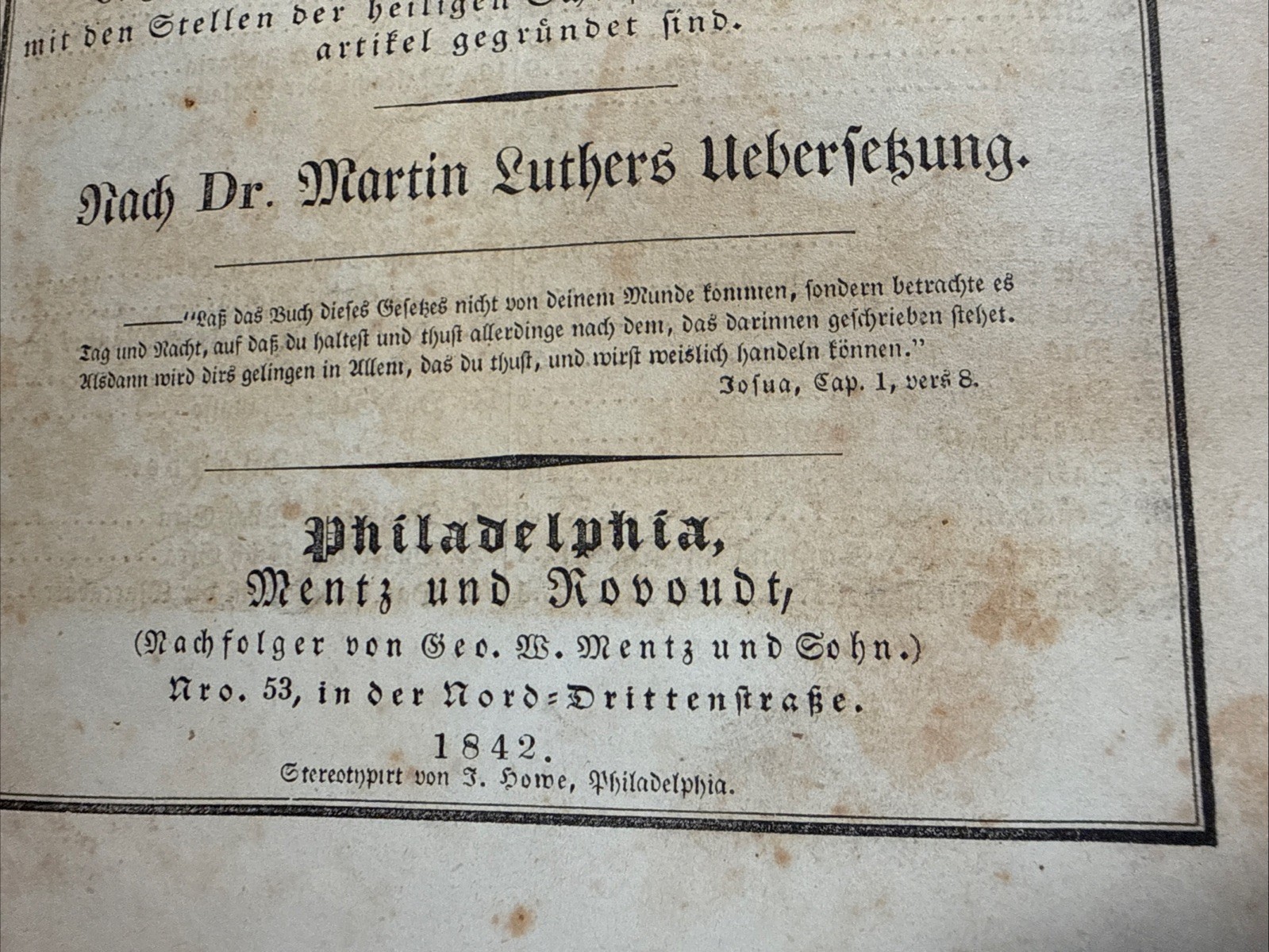 1842 HOLY BIBLE german ILLUSTRATED phiadelphia LUTHER leather ANTIQUE old