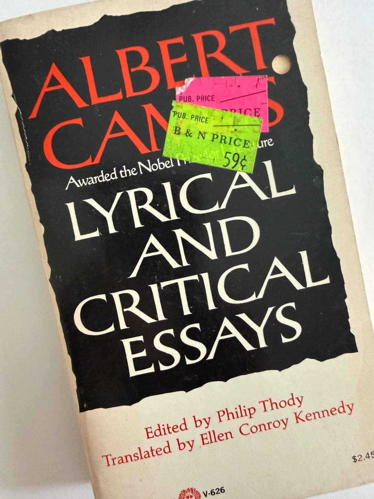 Lyrical and Critical Essays by Albert Camus 1st Edition Vintage Book Co PB 1970