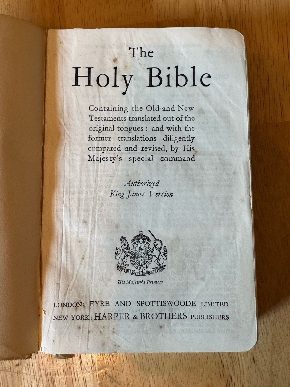 1950s Bible KJV King James Version Leather Eyre & Spottiswoode London White