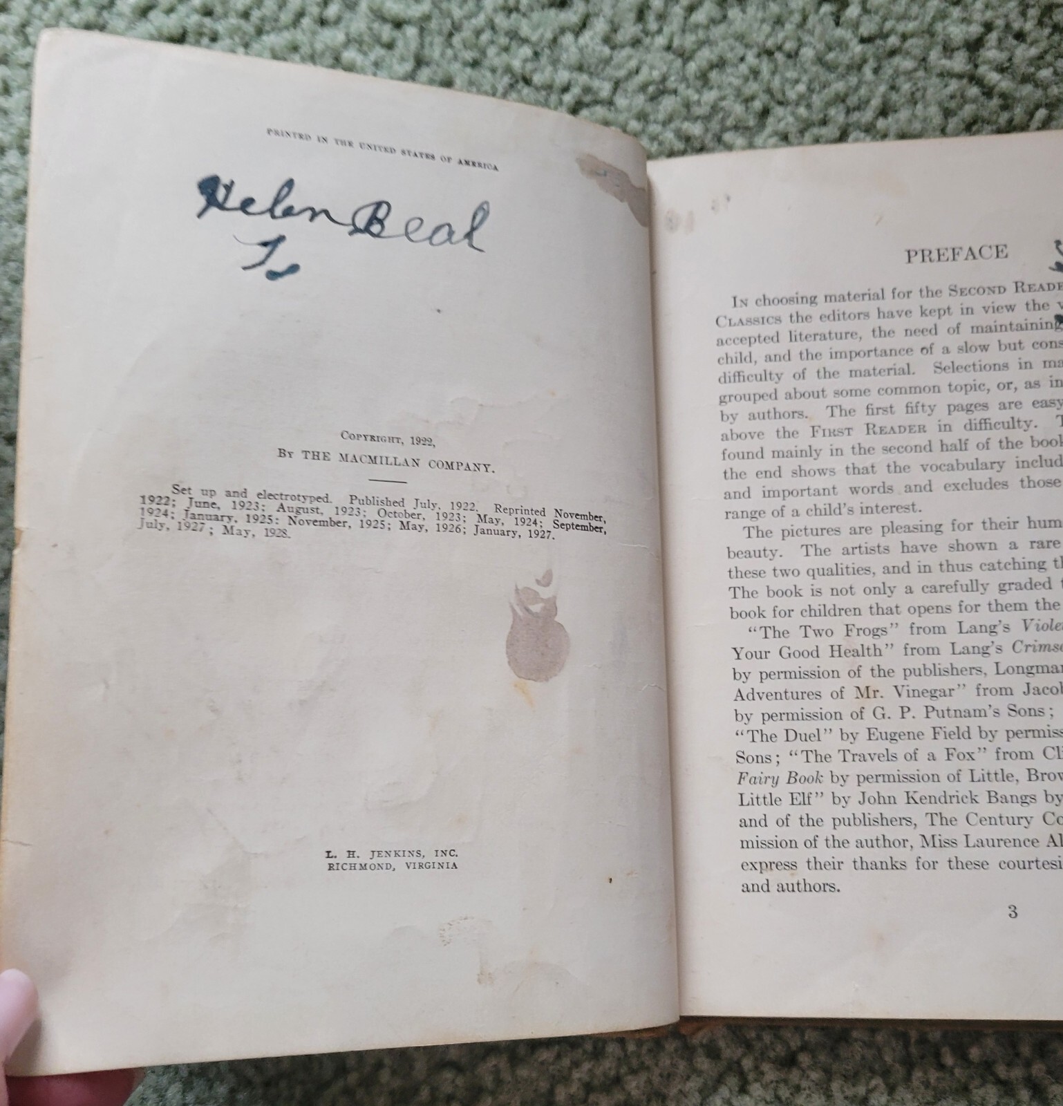 Antique Reading School Children’s book 1928 “Everyday Classics Second Reader” 