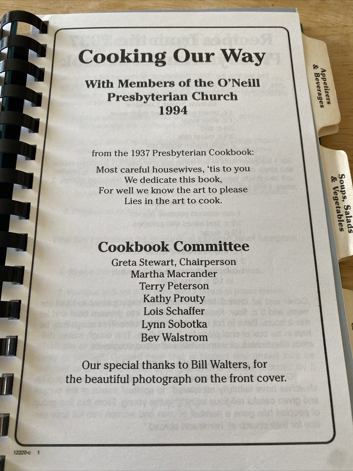 Vintage- Cooking Our Way- O’Neill Presbyterian Church 1994 HB Spiral Bound