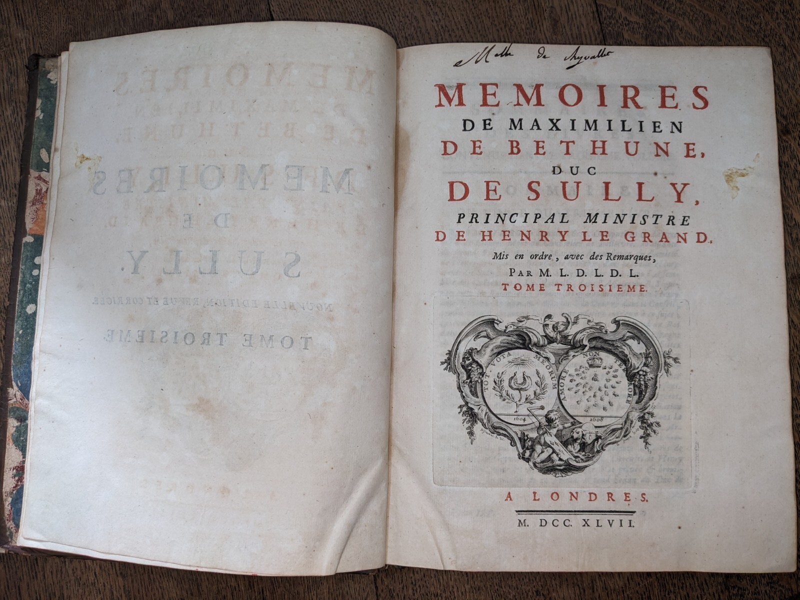 antique book-Mémoires de Maximilien de Béthune, Duc De Sully T 3 – 1747- in 4