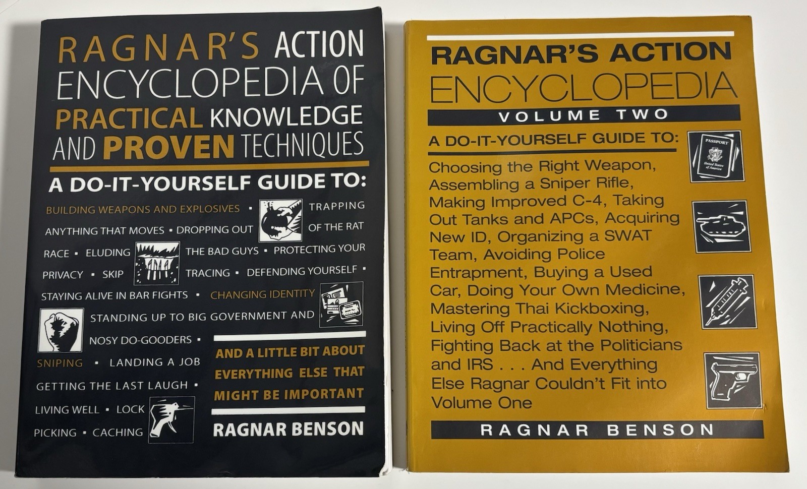 RARE LOT Ragnars Action Encyclopedia Volume 1 & 2 Paperback Books Ragnar Benson