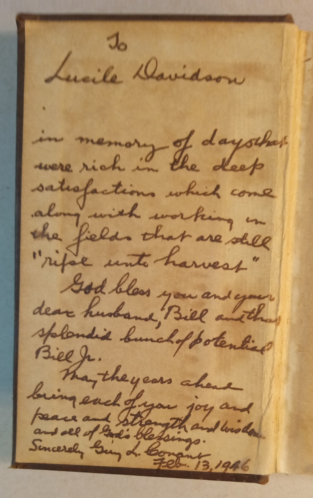 VGT The Bible In Brief. 1943. Inscribed. 425pgs. 5.25″x3.5″. Wear
