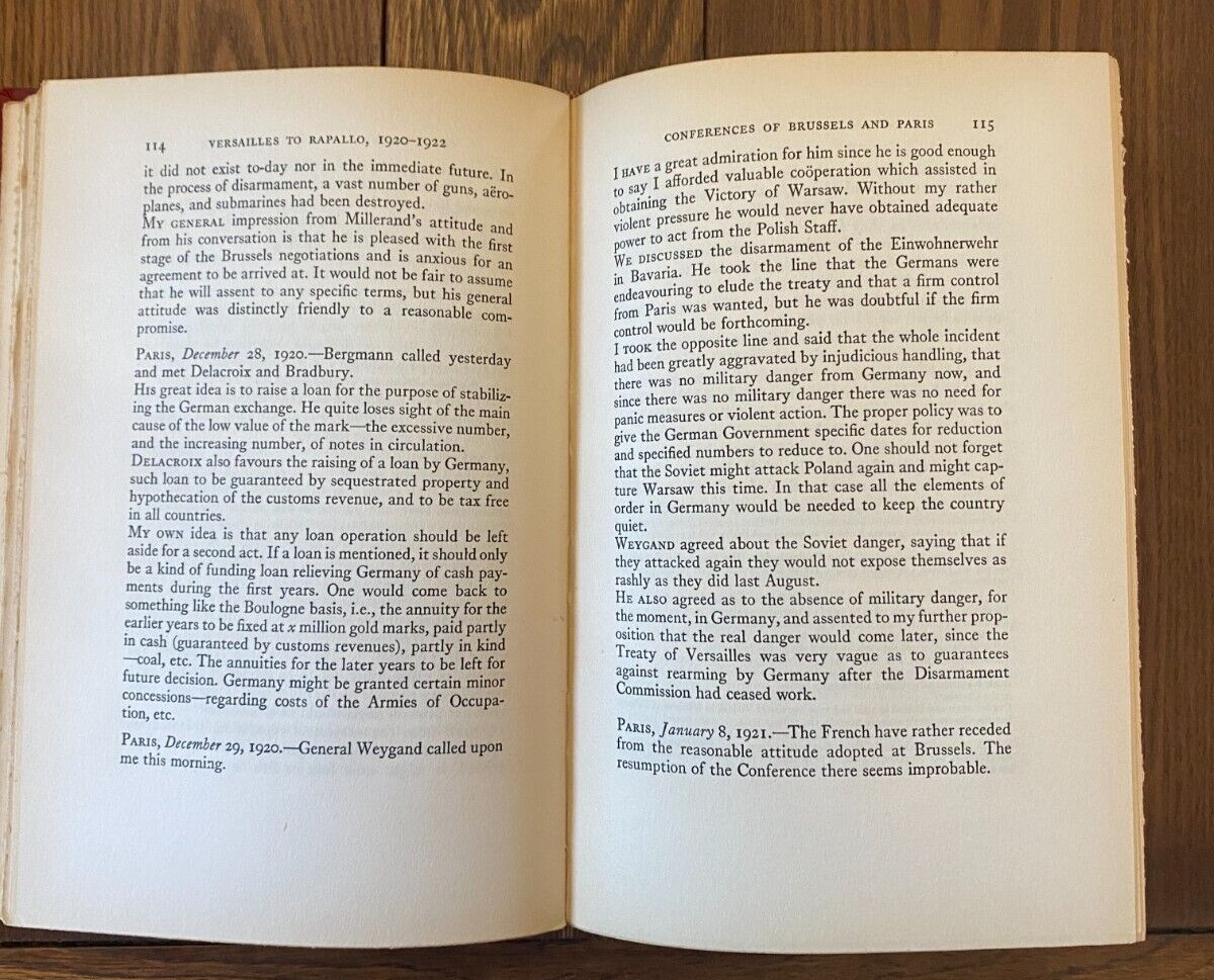 Diary of an Ambassador Versailles to Rapallo 2 Vol 1929 & Rapallo to Dawes 1930