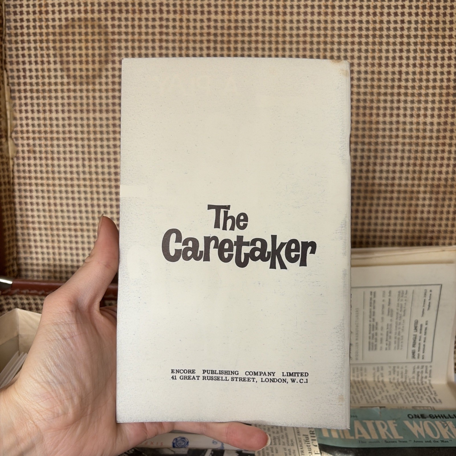 First edition Vintage “The Caretaker” Harold Pinter, Encore Publishing 1960