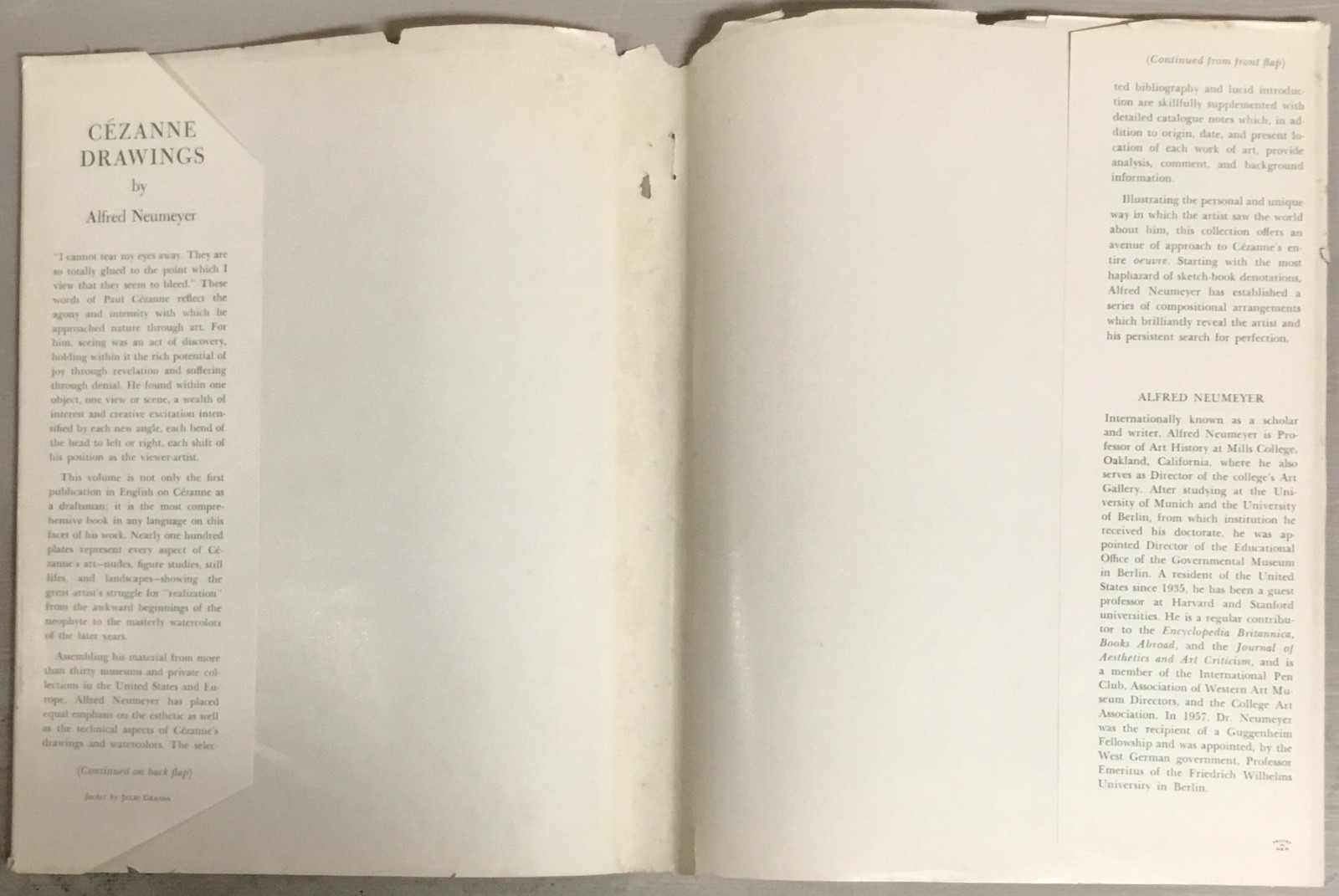 Cézanne Drawings by Alfred Neumeyer 1958 HCDJ Acceptable Condition