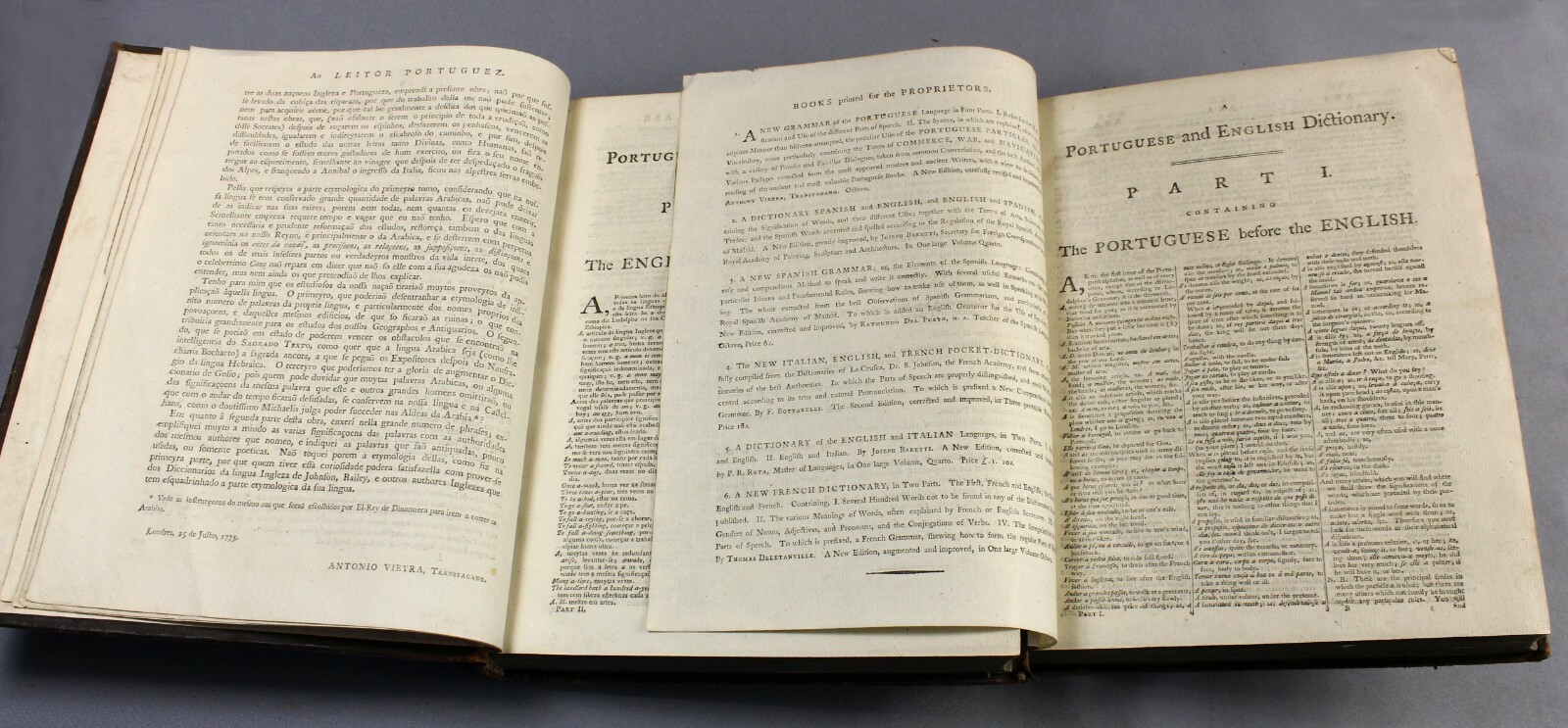 Rare Portuguese English dictionary – 1794 – Longfellow best – Ex Libris Gordon