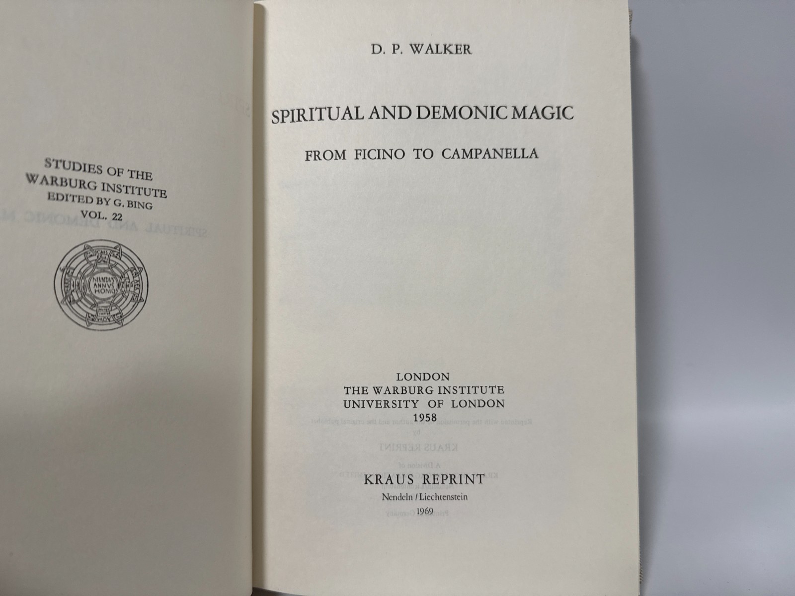 Spiritual and Demonic Magic D.P Walker 1969 Hardcover occult demonology book