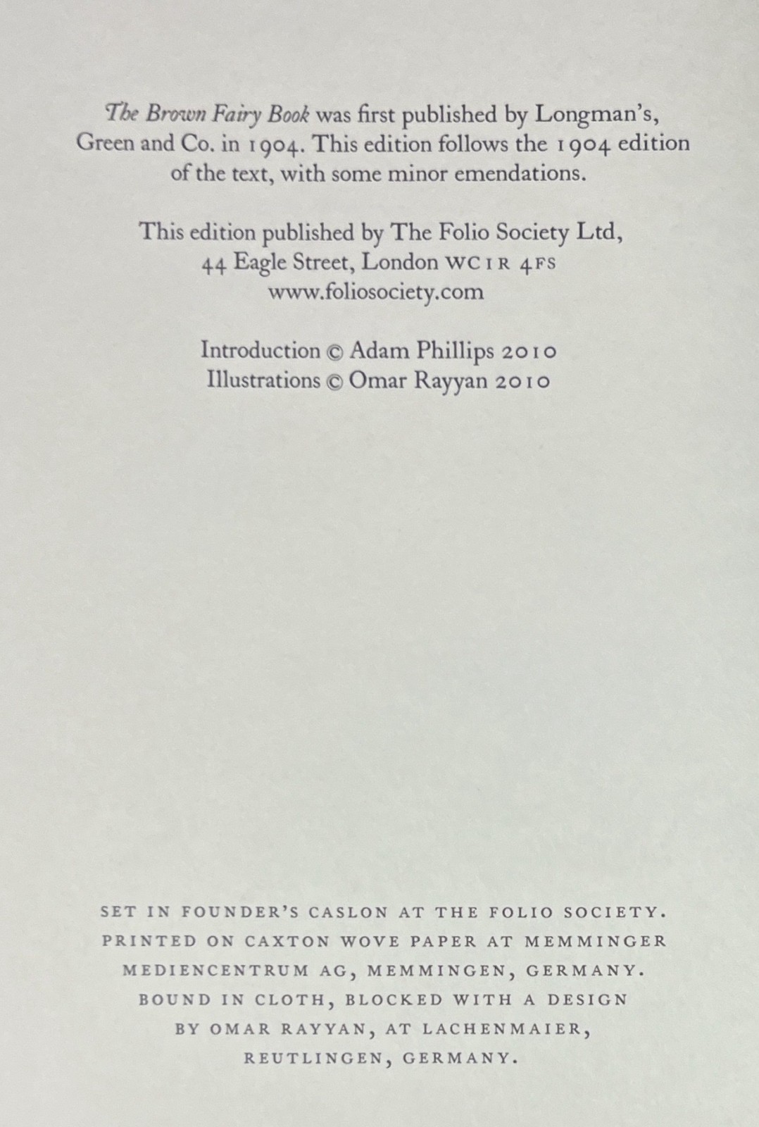 The Brown Fairy Book by Andrew Lang. Folio Society First Edition, 2010