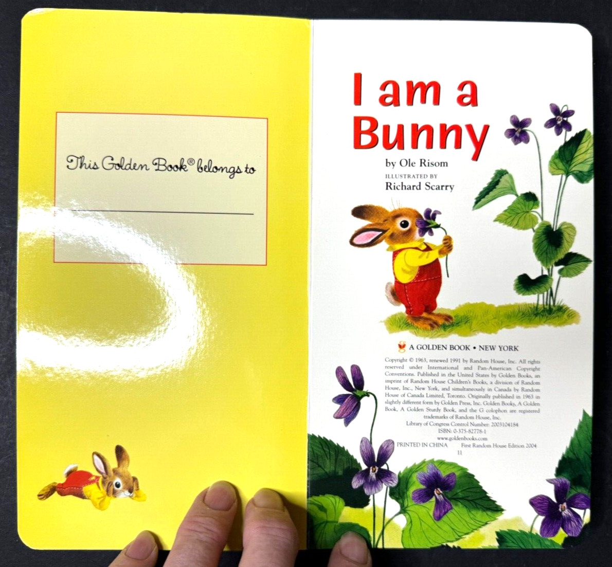 VINTAGE: I AM A BUNNY by RICHARD SCARRY 1991 B1 Board Book