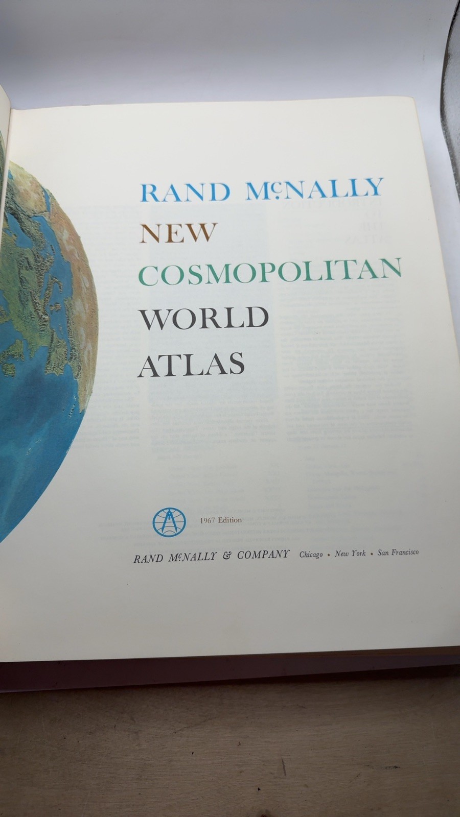 Rand McNally New Cosmopolitan World Atlas Hardcover 1967 Edition 1967