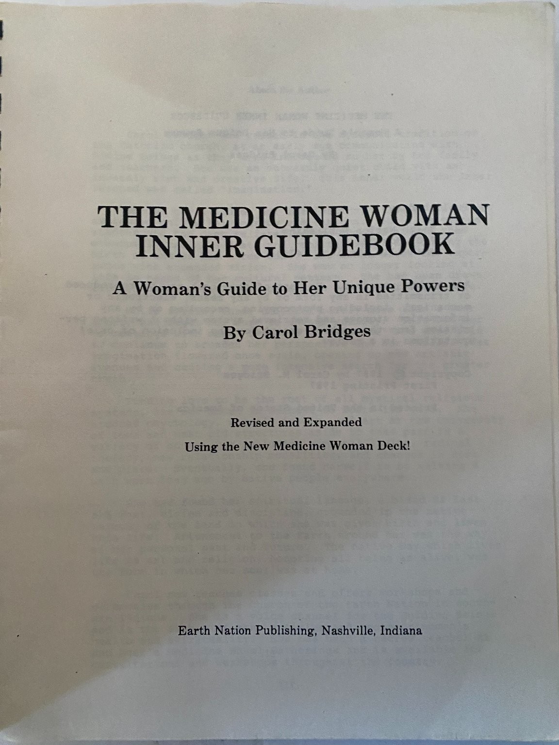 The Medicine Woman Inner Guidebook by Carol Bridges Revised Edition