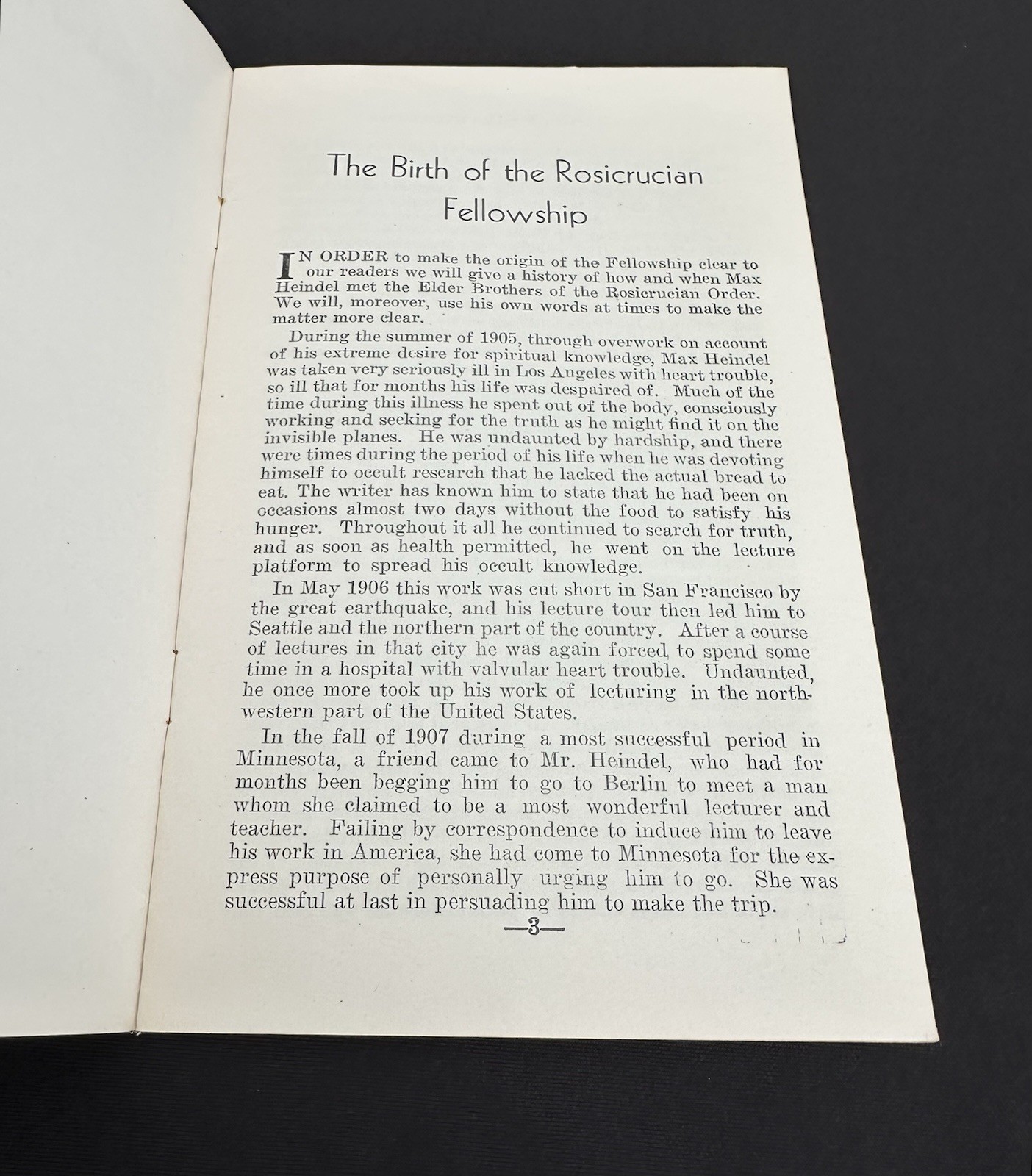 Rosicrucian Fellowship Booklet c 1930s Mrs Max Heindel Occult Esoteric Clean VG+