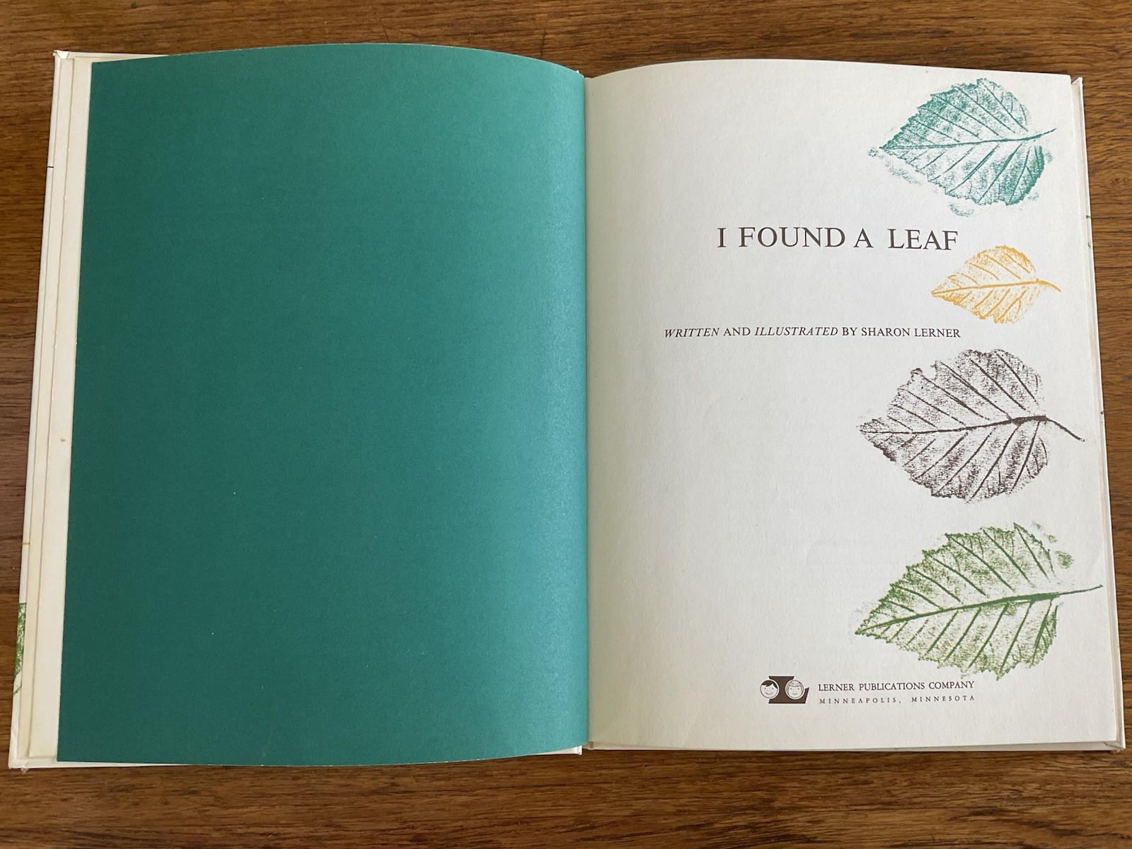 I found a leaf~Sharon Lerner~c1964~3rd ptg 1967~Lerner Publications~HB~36 pages
