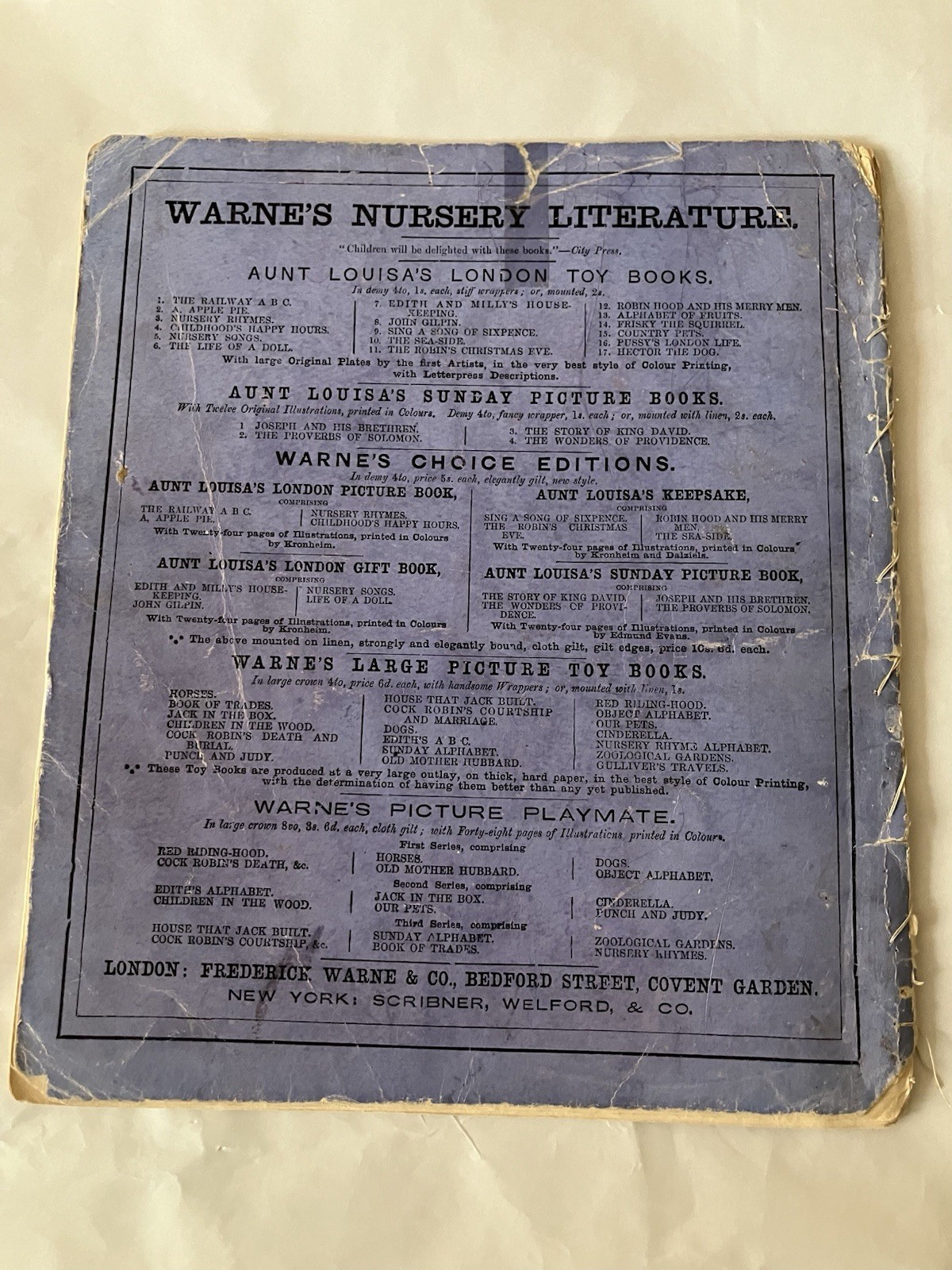 The Robin’s Christmas Eve, Aunt Louisa’s Toy Books. Frederick Warne.