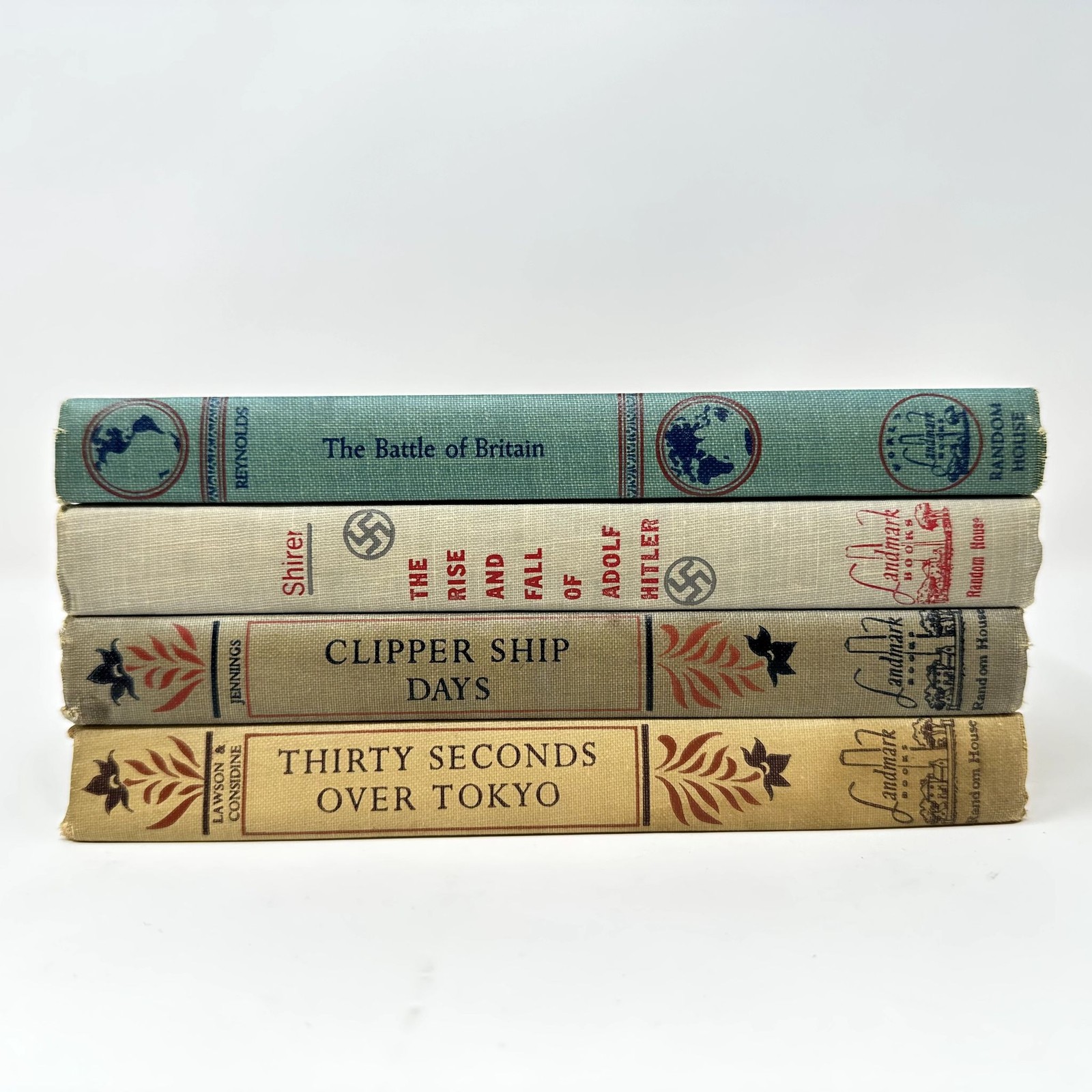 Lot 4 Vintage Landmark Books Illustrate History WWII Battle Britain Hitler Tokyo