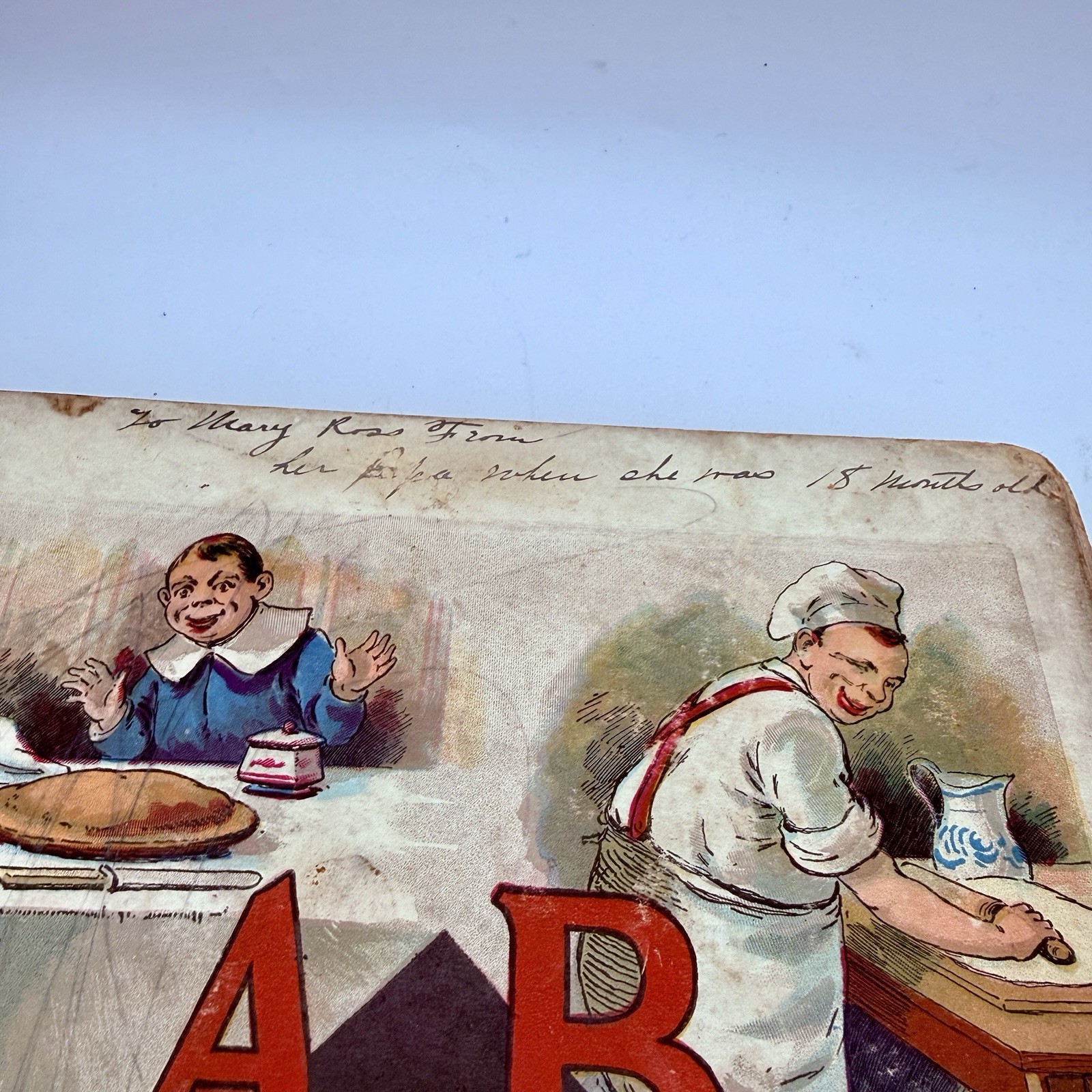 Antique 1888 McLoughlin Bros Apple Pie ABC Victorian Board Book Chromolithograph