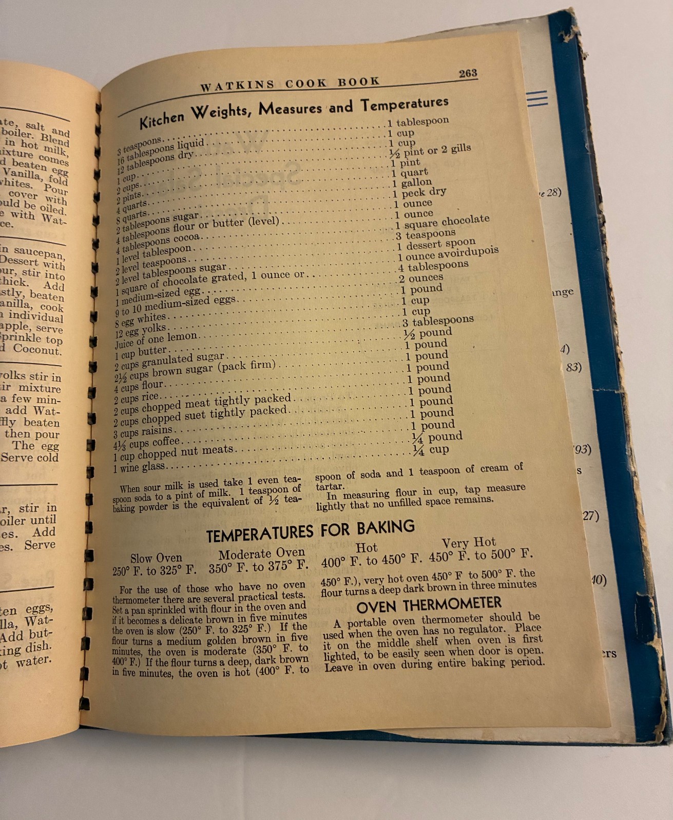 Vtg 1943 WATKINS Cook Book 4th Edition Hardcover Dust Cover
