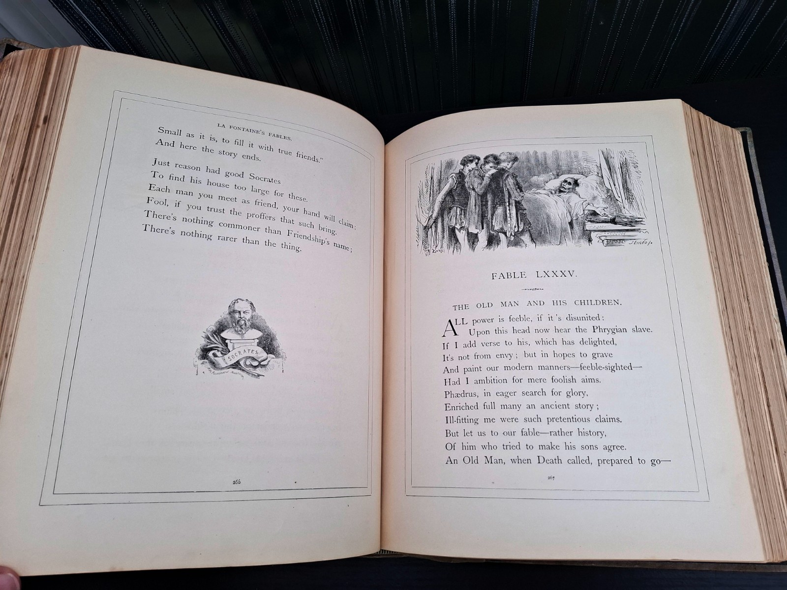 c.1868 – La Fontaine’s Fables / Illustrated by Gustave Doré / Large 4.3 kg / Eng